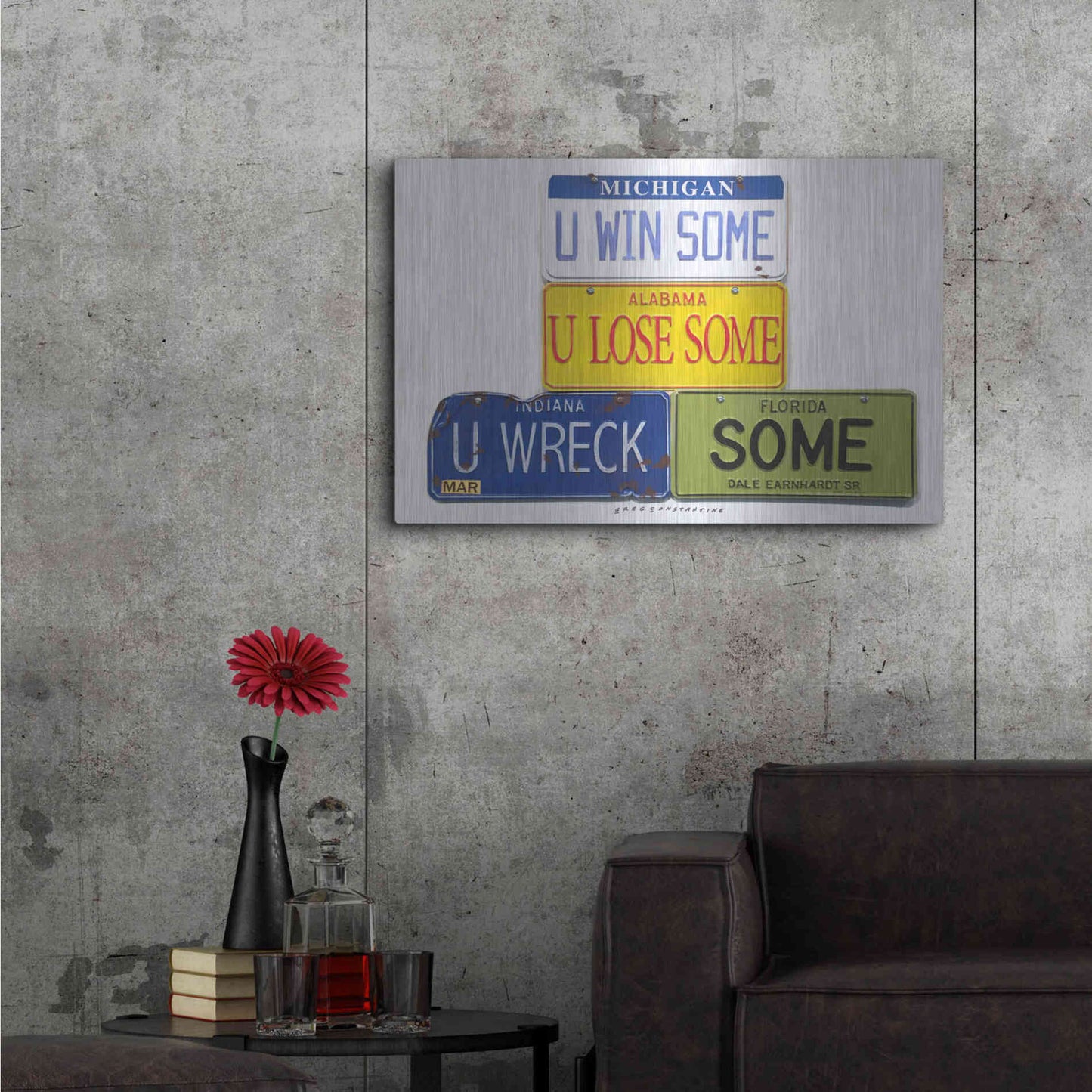 Luxe Metal Art 'Earnhardt U Wreck Some' by Gregory Constantine, Metal Wall Art,36x24