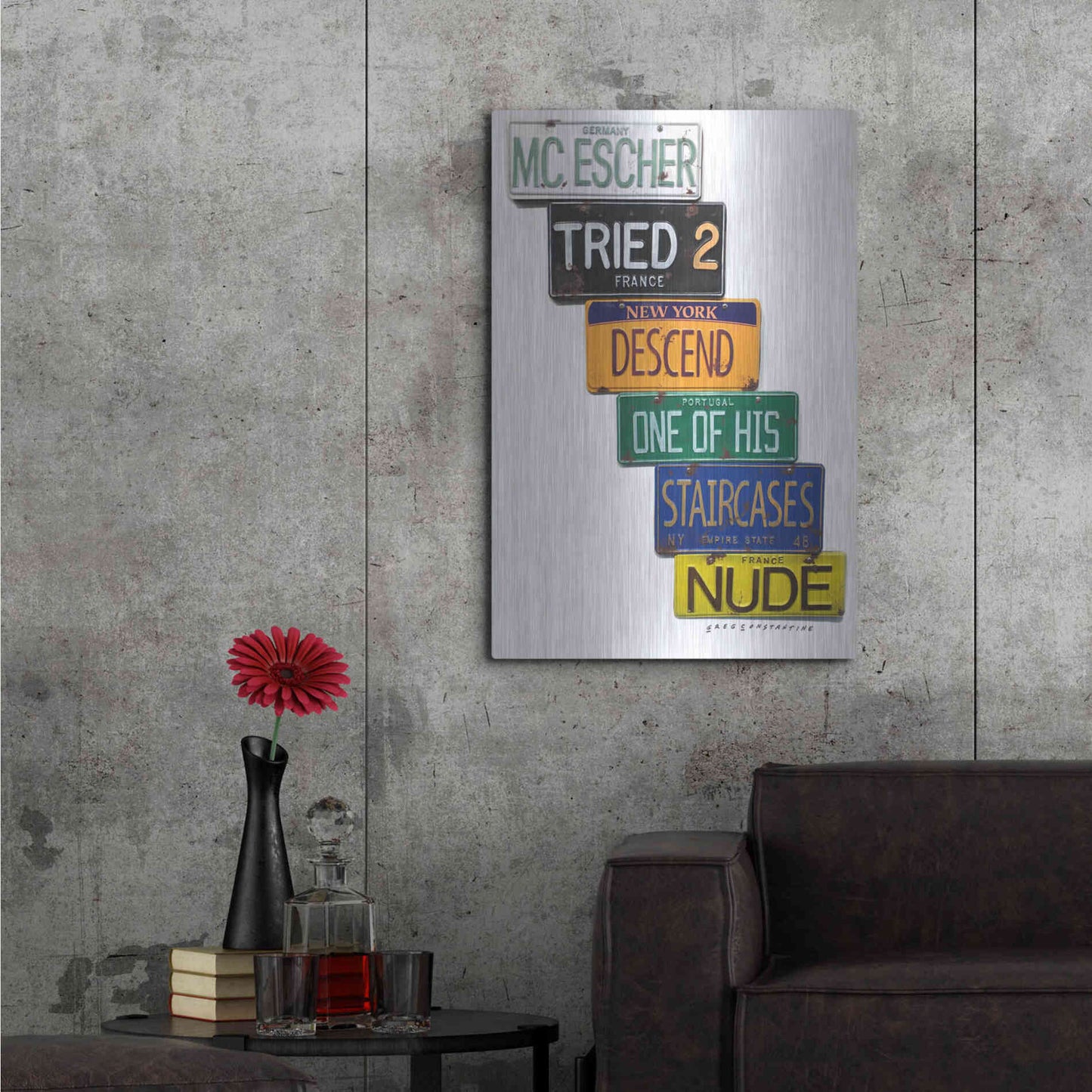 Luxe Metal Art 'Escher Descends' by Gregory Constantine, Metal Wall Art,24x36