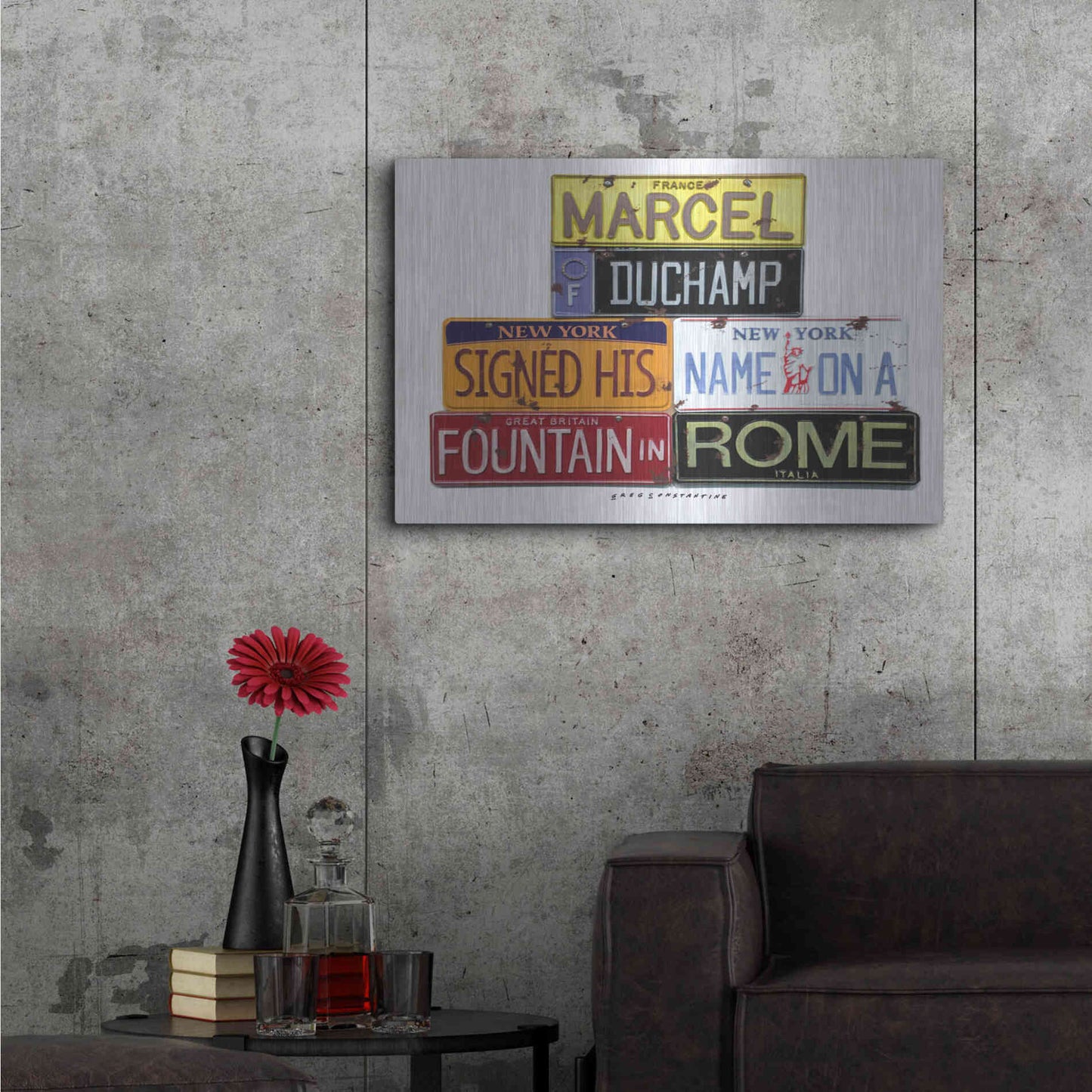 Luxe Metal Art 'Duchamp Fountain' by Gregory Constantine, Metal Wall Art,36x24