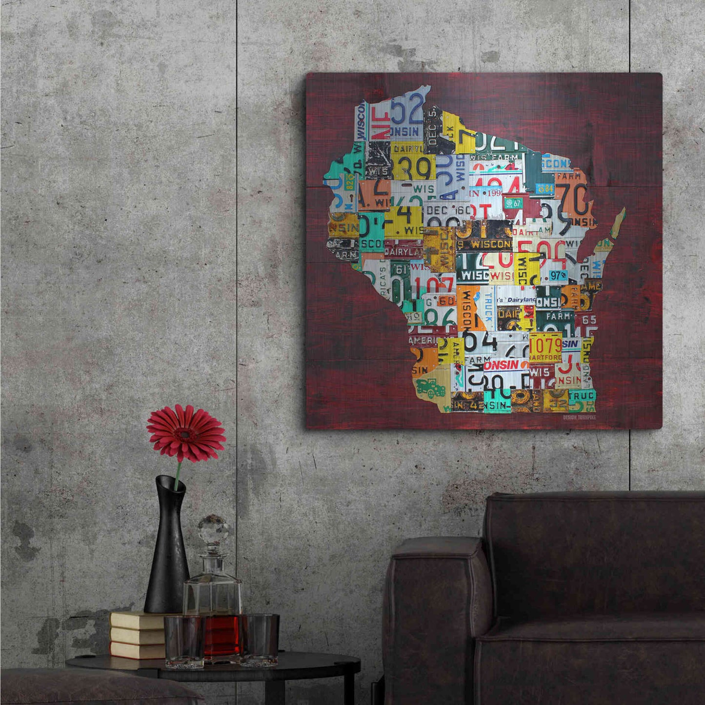 Luxe Metal Art 'Wisconsin Counties License Plate Map' by Design Turnpike, Metal Wall Art,36x36