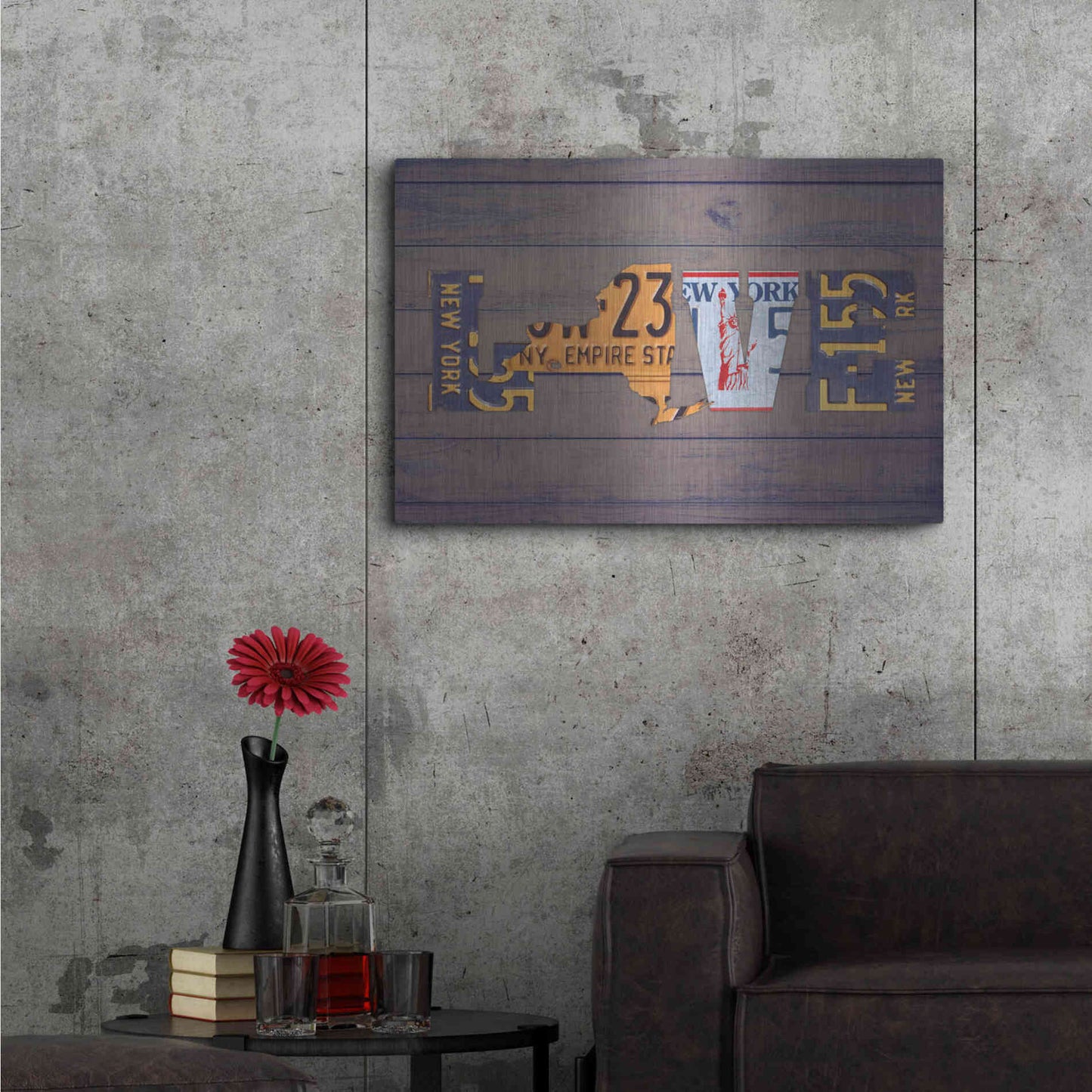 Luxe Metal Art 'NY State Love' by Design Turnpike, Metal Wall Art,36x24