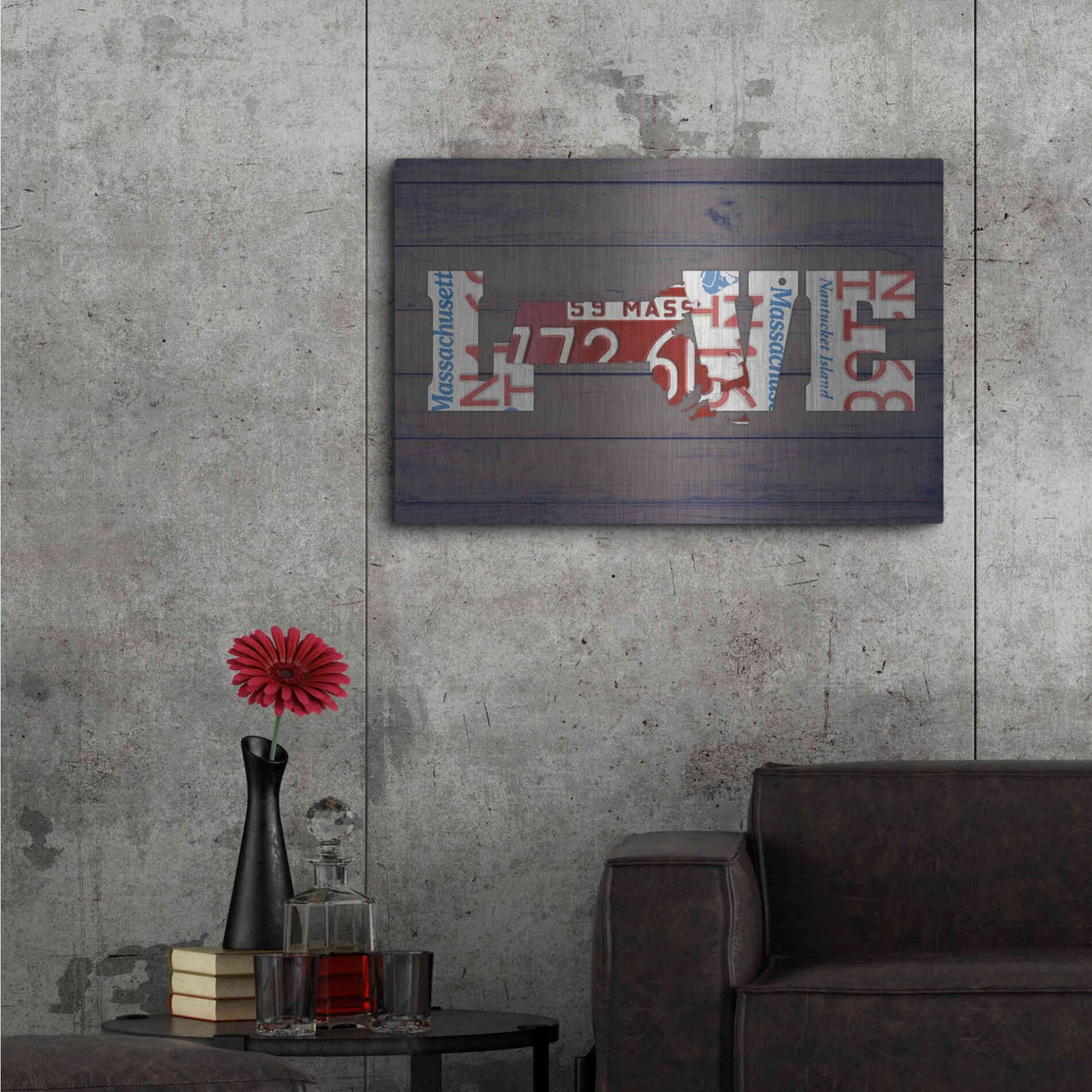 Luxe Metal Art 'MA State Love' by Design Turnpike, Metal Wall Art,36x24