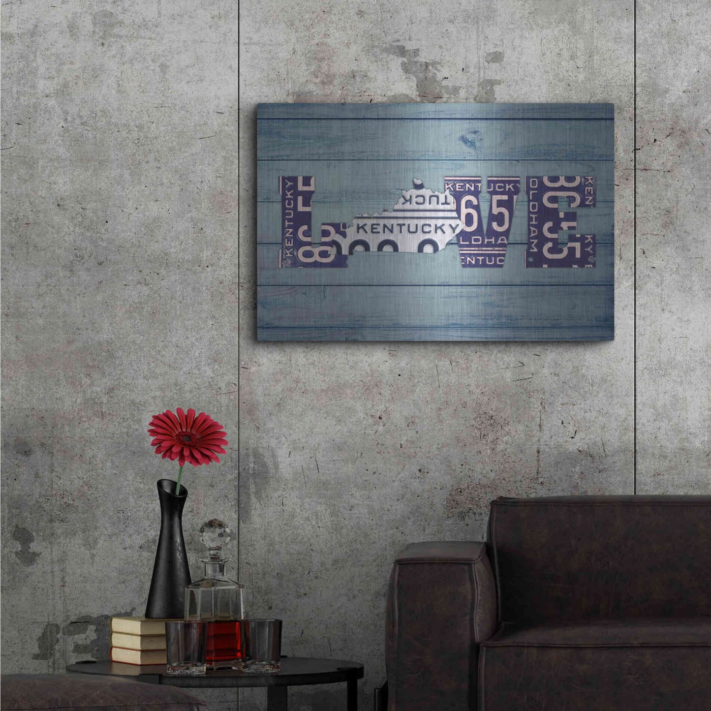Luxe Metal Art 'KY State Love' by Design Turnpike, Metal Wall Art,36x24