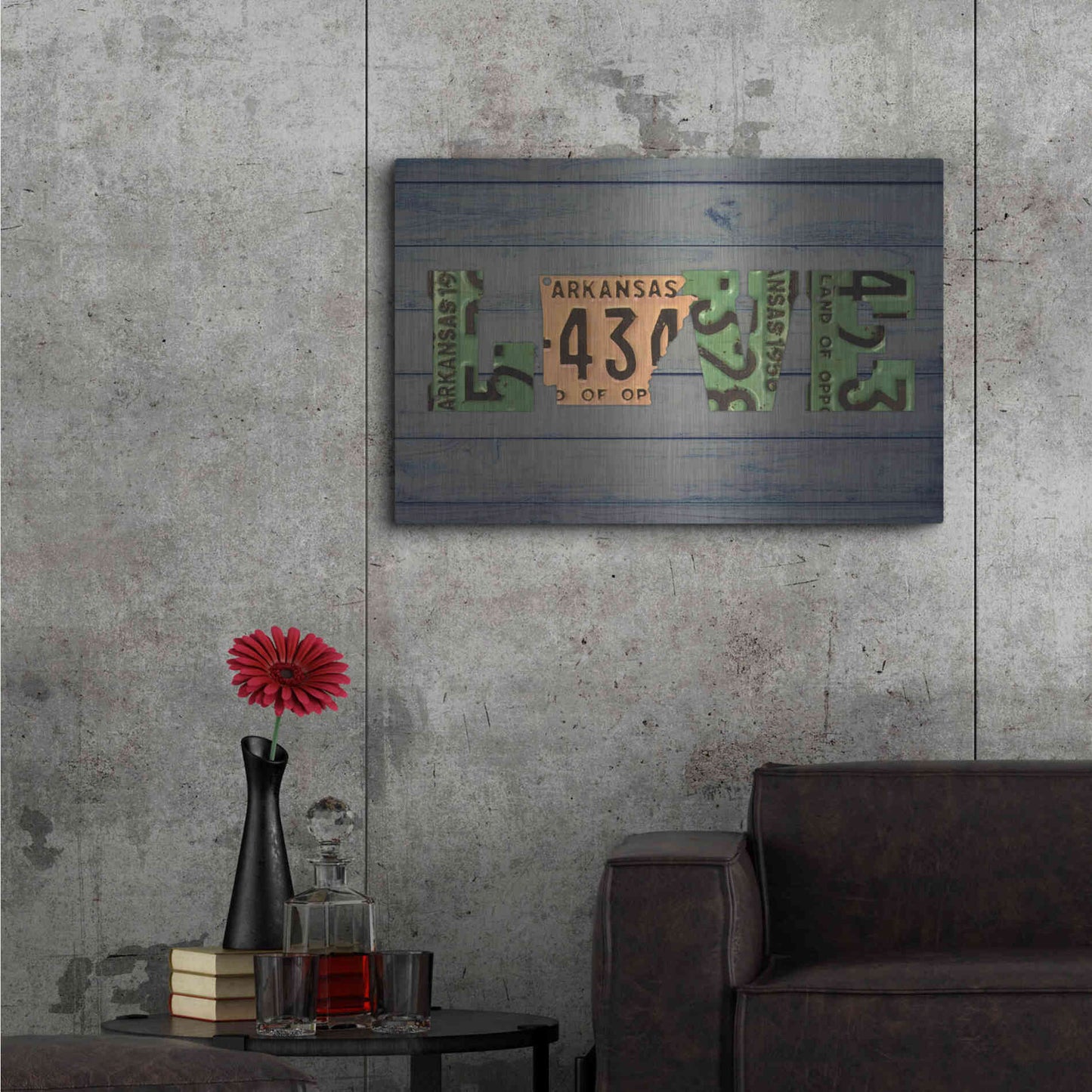 Luxe Metal Art 'AR State Love 2' by Design Turnpike, Metal Wall Art,36x24