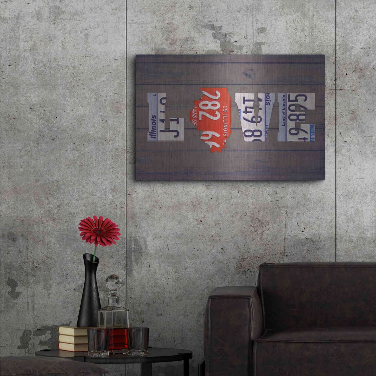 Luxe Metal Art 'IL State Love' by Design Turnpike, Metal Wall Art,36x24