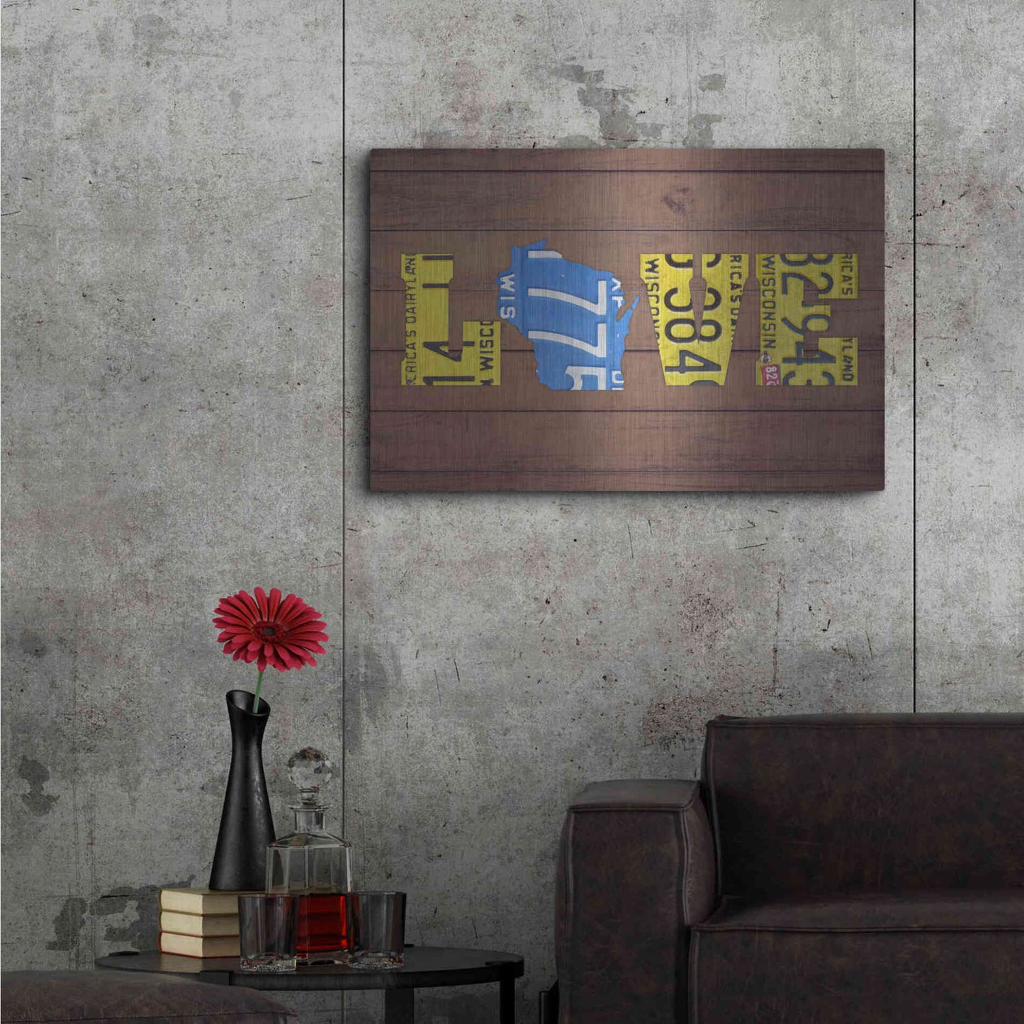 Luxe Metal Art 'WI State Love' by Design Turnpike, Metal Wall Art,36x24
