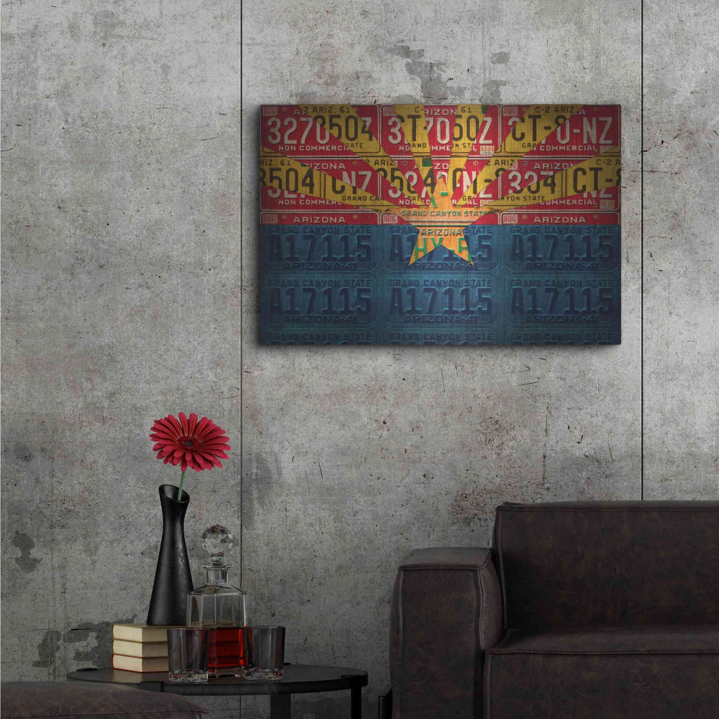 Luxe Metal Art 'Arizona State Flag License Plates' by Design Turnpike, Metal Wall Art,36x24
