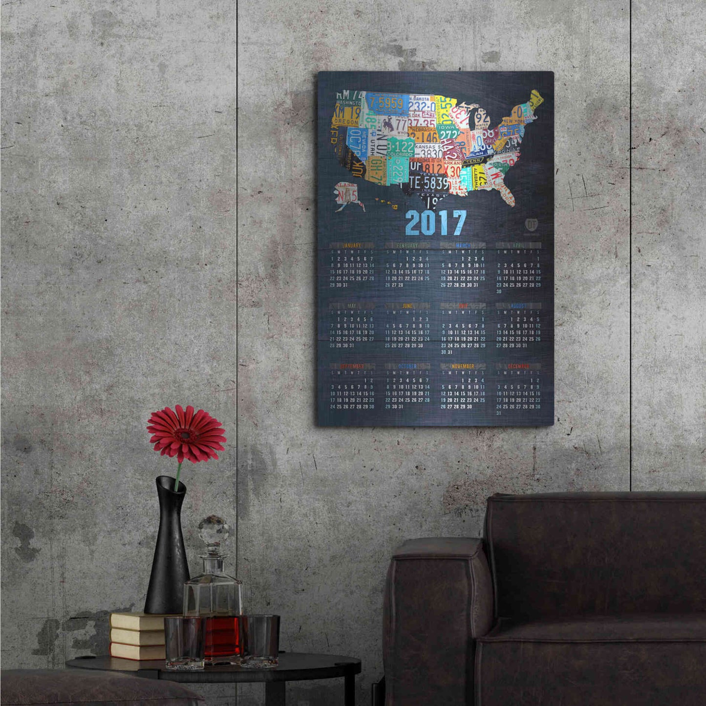 Luxe Metal Art '2017 Calendar' by Design Turnpike, Metal Wall Art,24x36