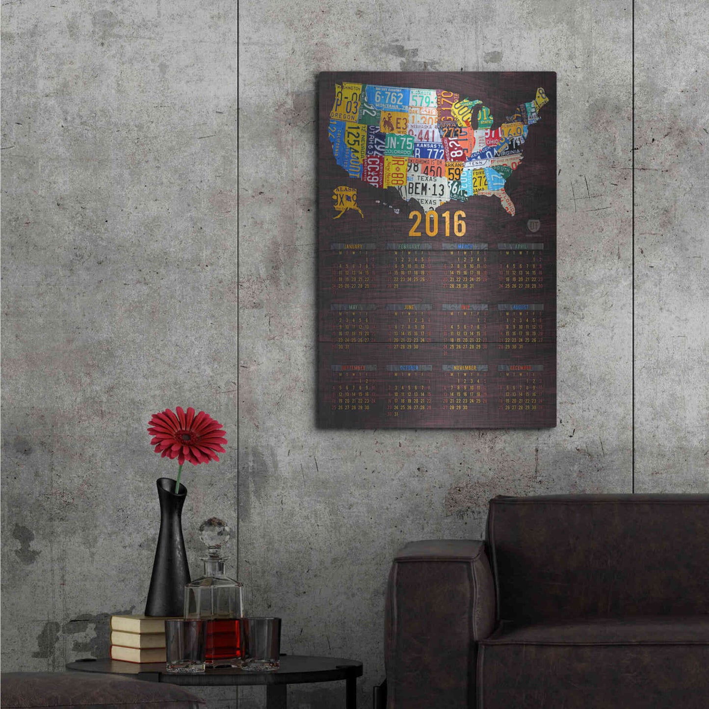 Luxe Metal Art '2016 Calendar' by Design Turnpike, Metal Wall Art,24x36