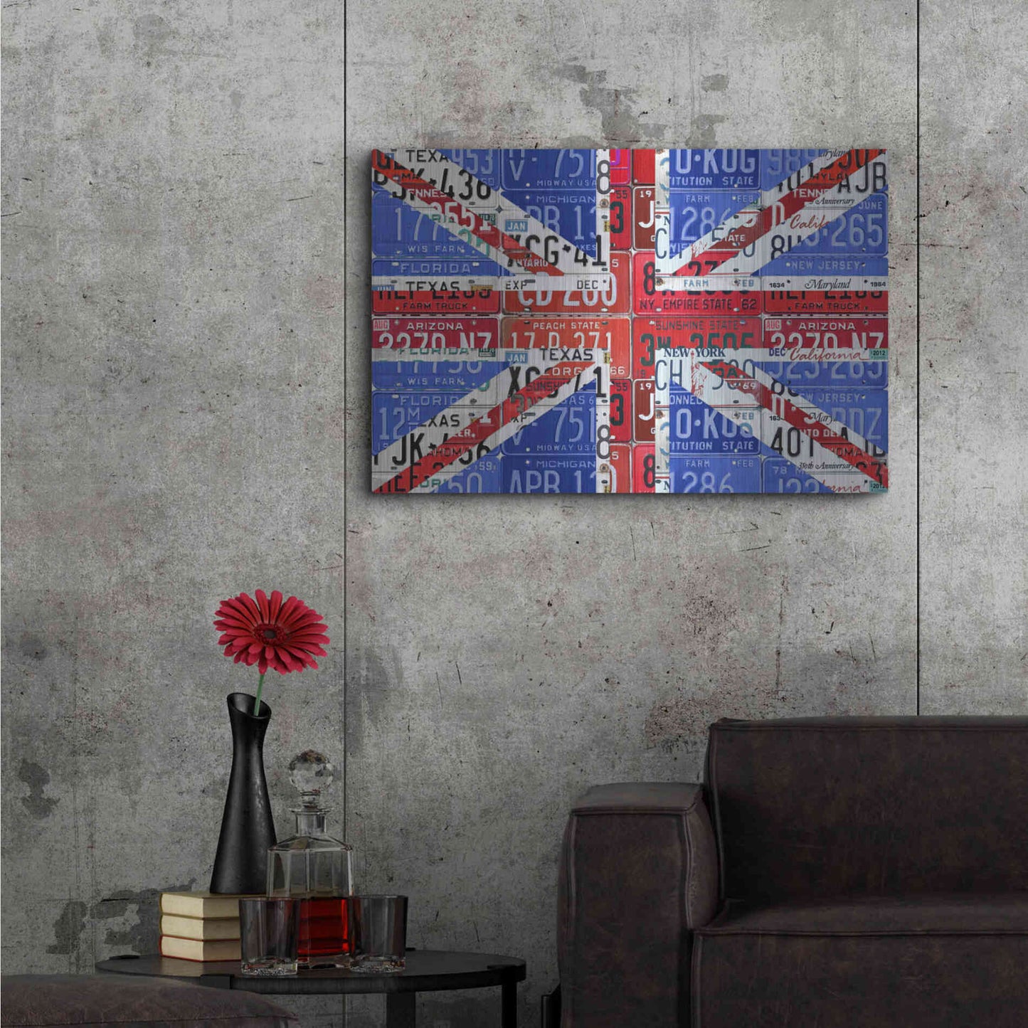 Luxe Metal Art 'UK Flag License Plate' by Design Turnpike, Metal Wall Art,36x24