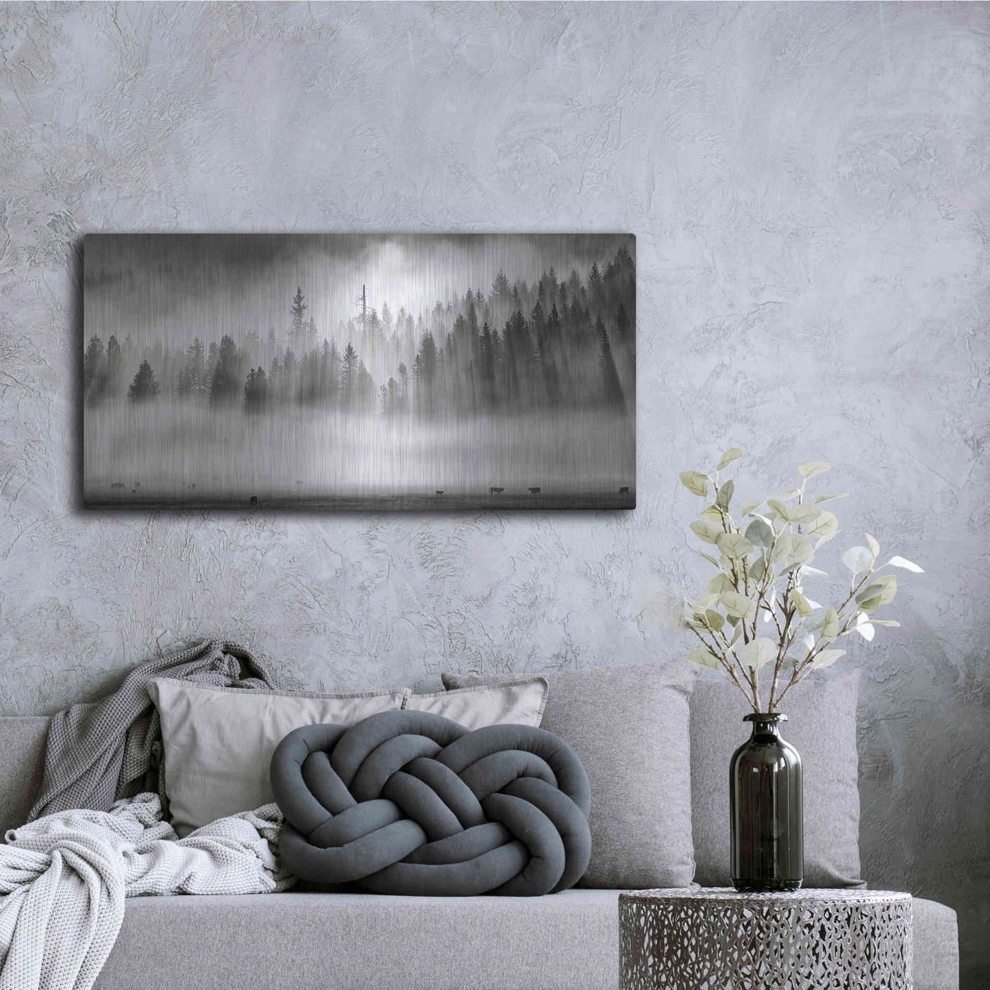 Luxe Metal Art 'Roaming In The Mist' by Jesse Estes, Metal Wall Art,48x24