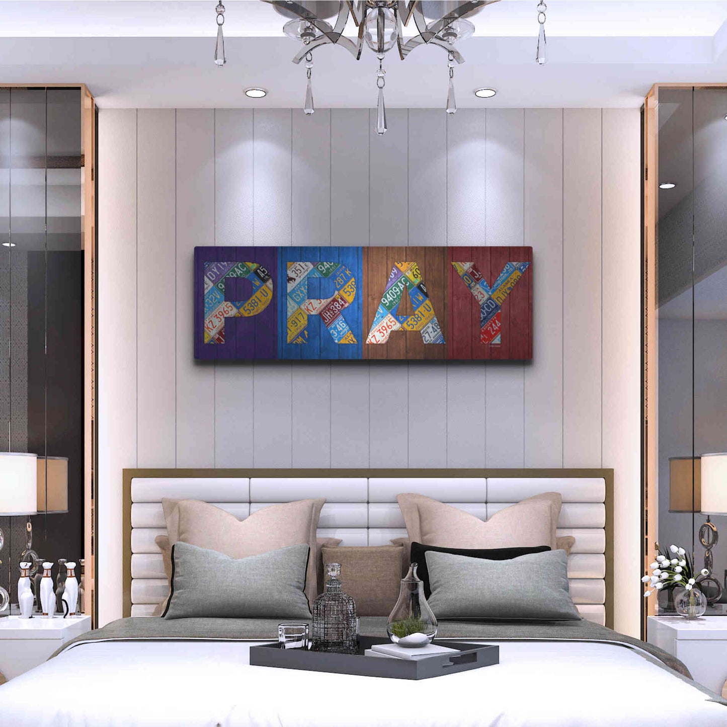 Luxe Metal Art 'Pray' by Design Turnpike, Metal Wall Art,48x16