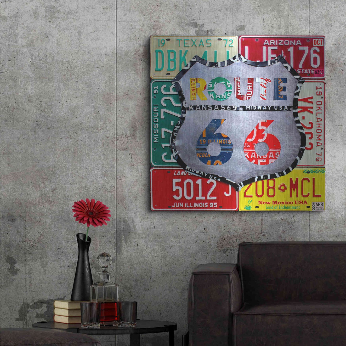 Luxe Metal Art 'Route 66 Edition 3' by Design Turnpike, Metal Wall Art,36x36