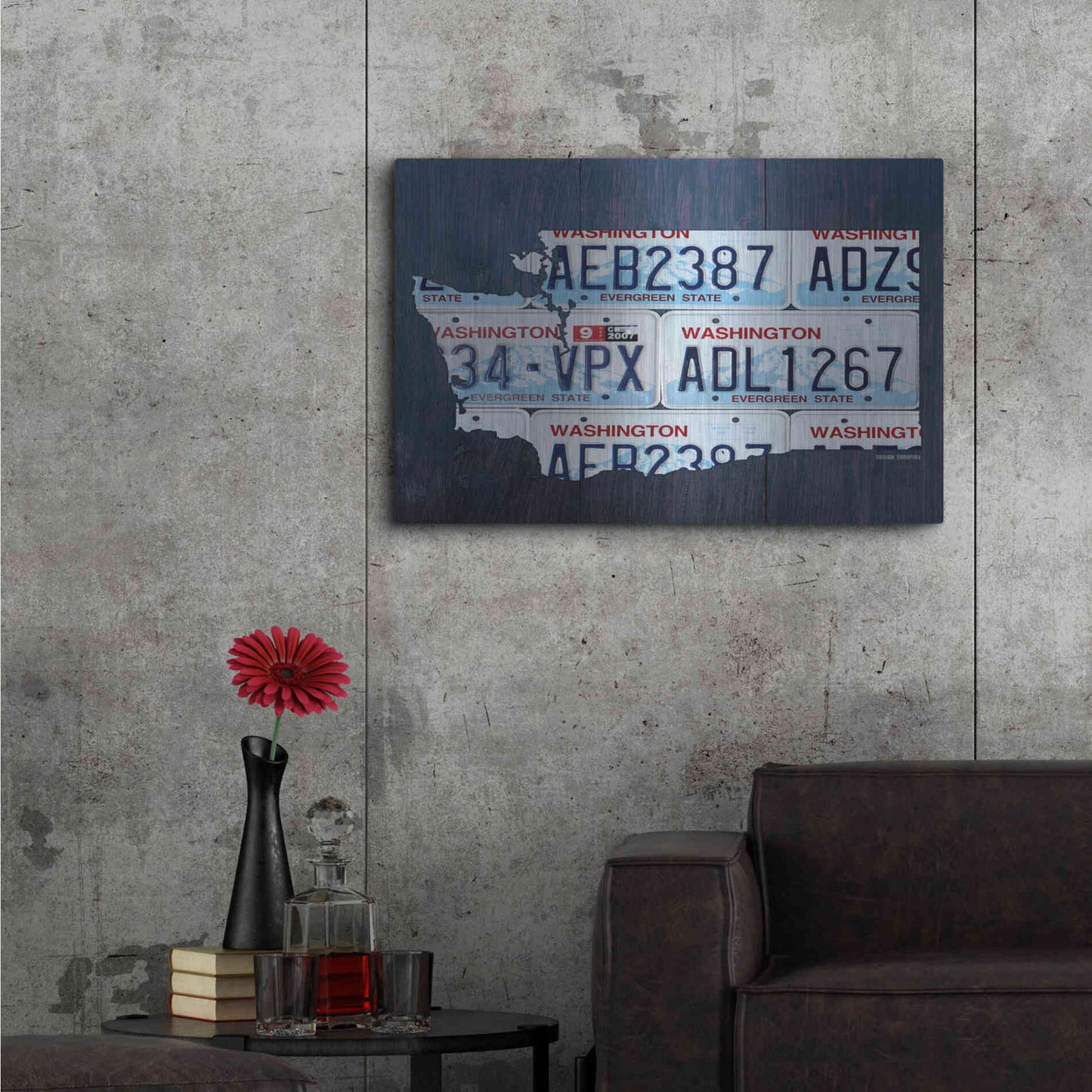 Luxe Metal Art 'Washington License Plate Map' by Design Turnpike, Metal Wall Art,36x24
