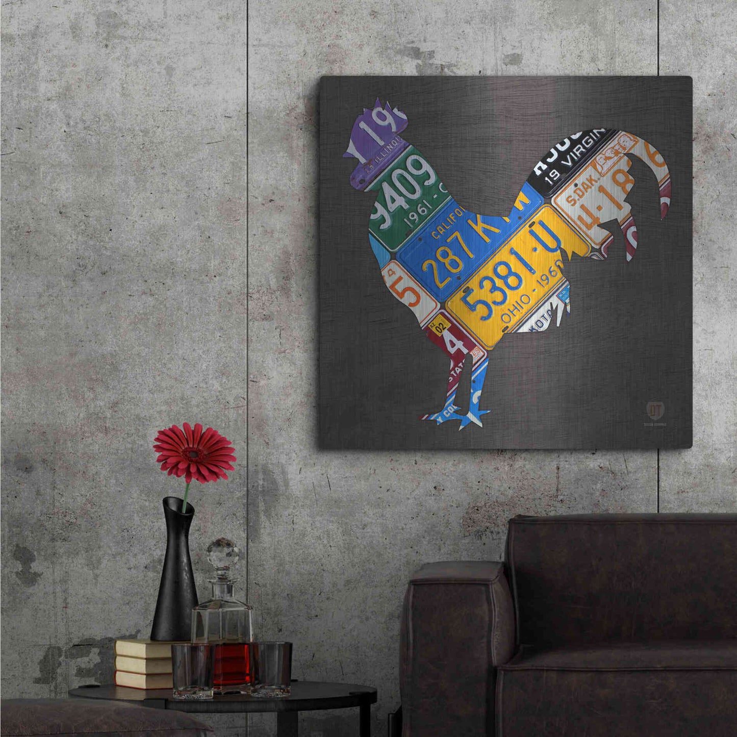 Luxe Metal Art 'License Plate Art Rooster' by Design Turnpike, Metal Wall Art,36x36