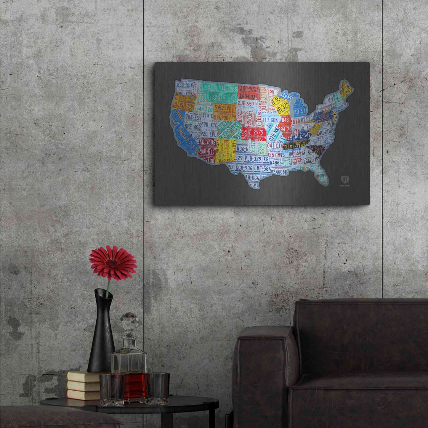 Luxe Metal Art 'Massive Usa License Plate Map' by Design Turnpike, Metal Wall Art,36x24