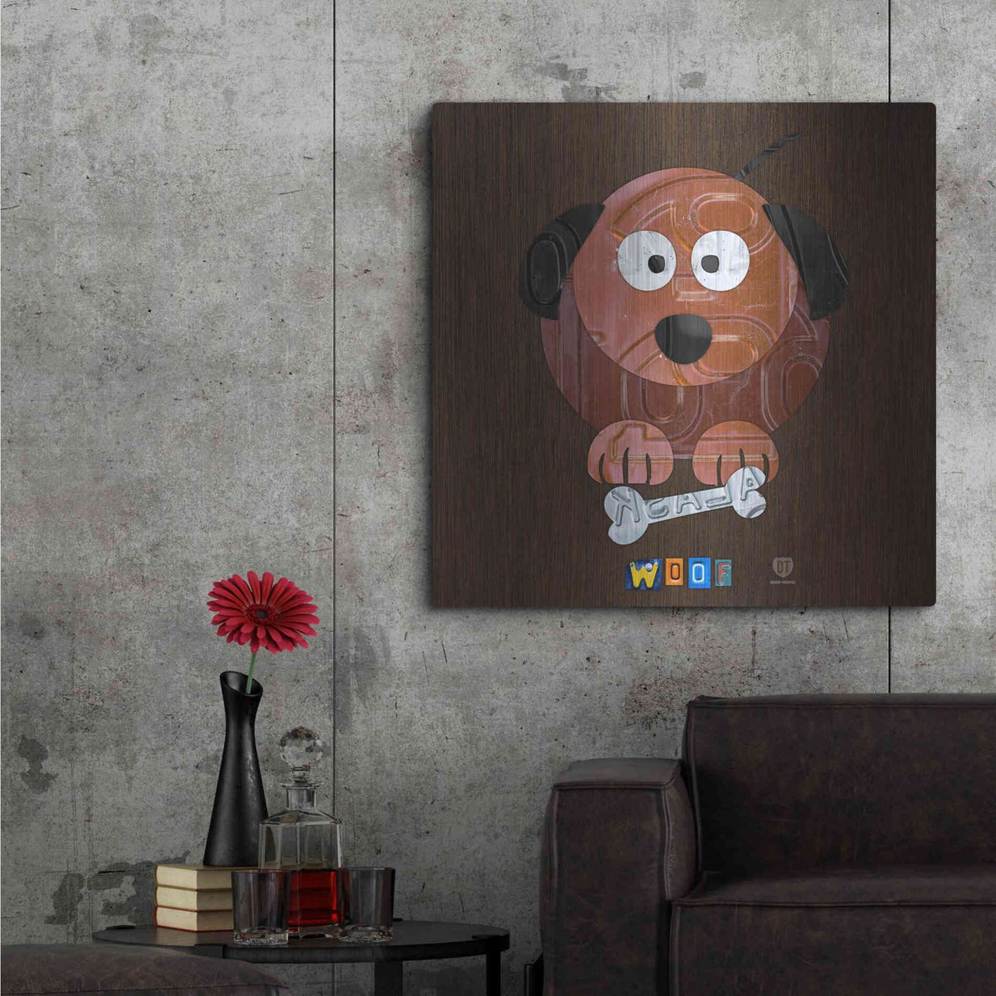 Luxe Metal Art 'Woof The Dog' by Design Turnpike, Metal Wall Art,36x36