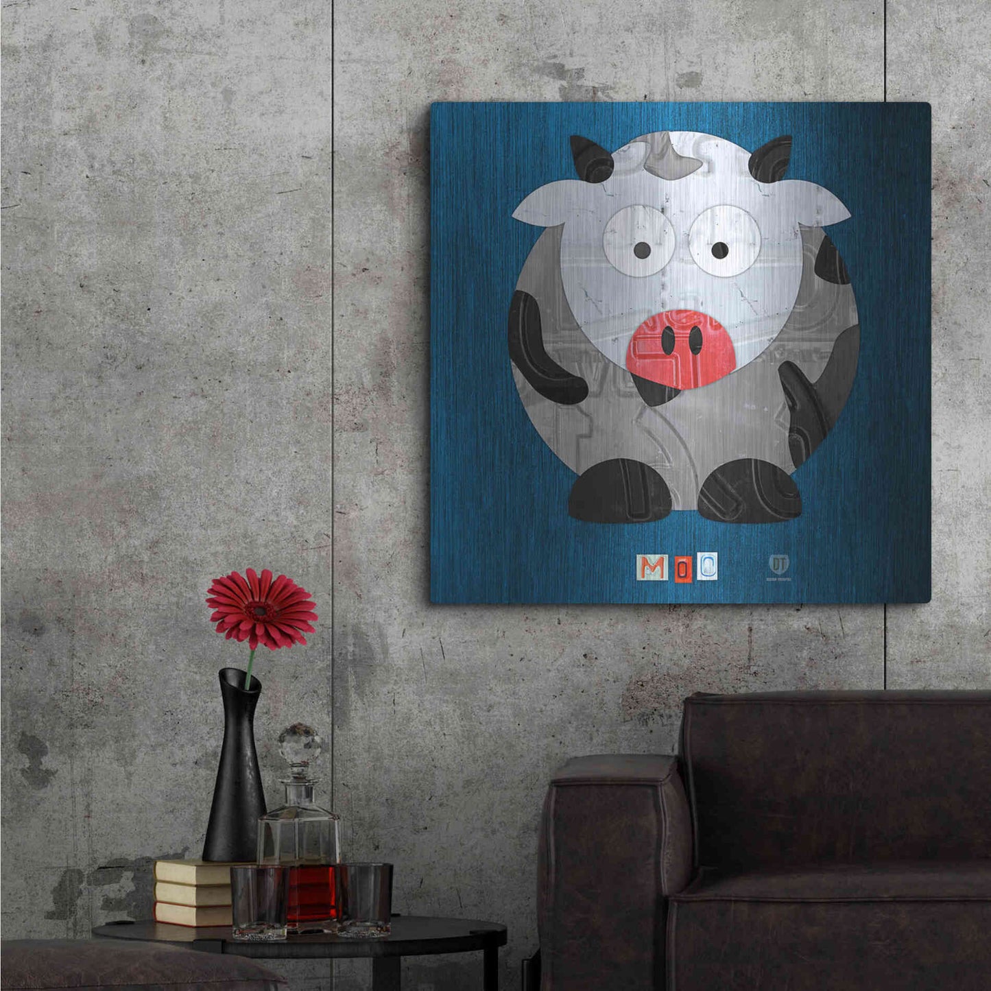 Luxe Metal Art 'Moo The Cow' by Design Turnpike, Metal Wall Art,36x36