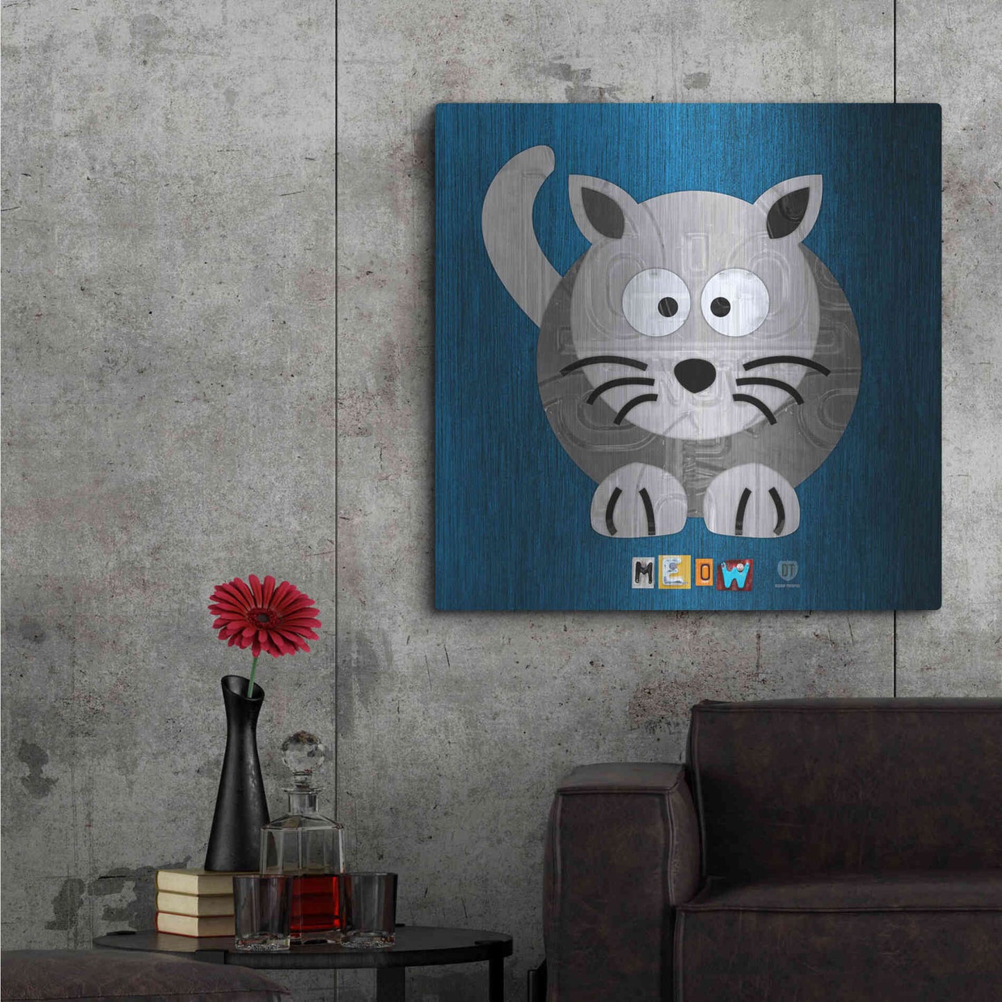 Luxe Metal Art 'Meow The Cat' by Design Turnpike, Metal Wall Art,36x36