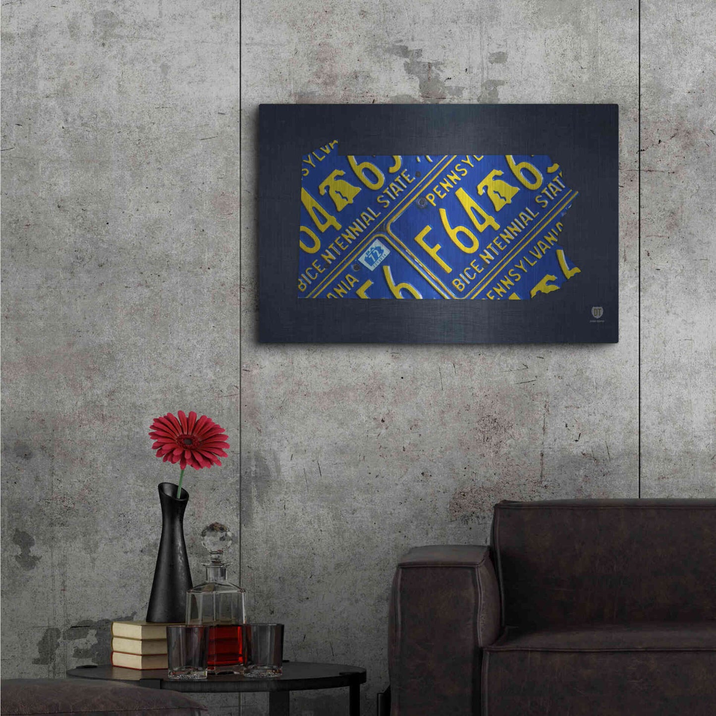 Luxe Metal Art 'Pennsylvania License Plate Map' by Design Turnpike, Metal Wall Art,36x24