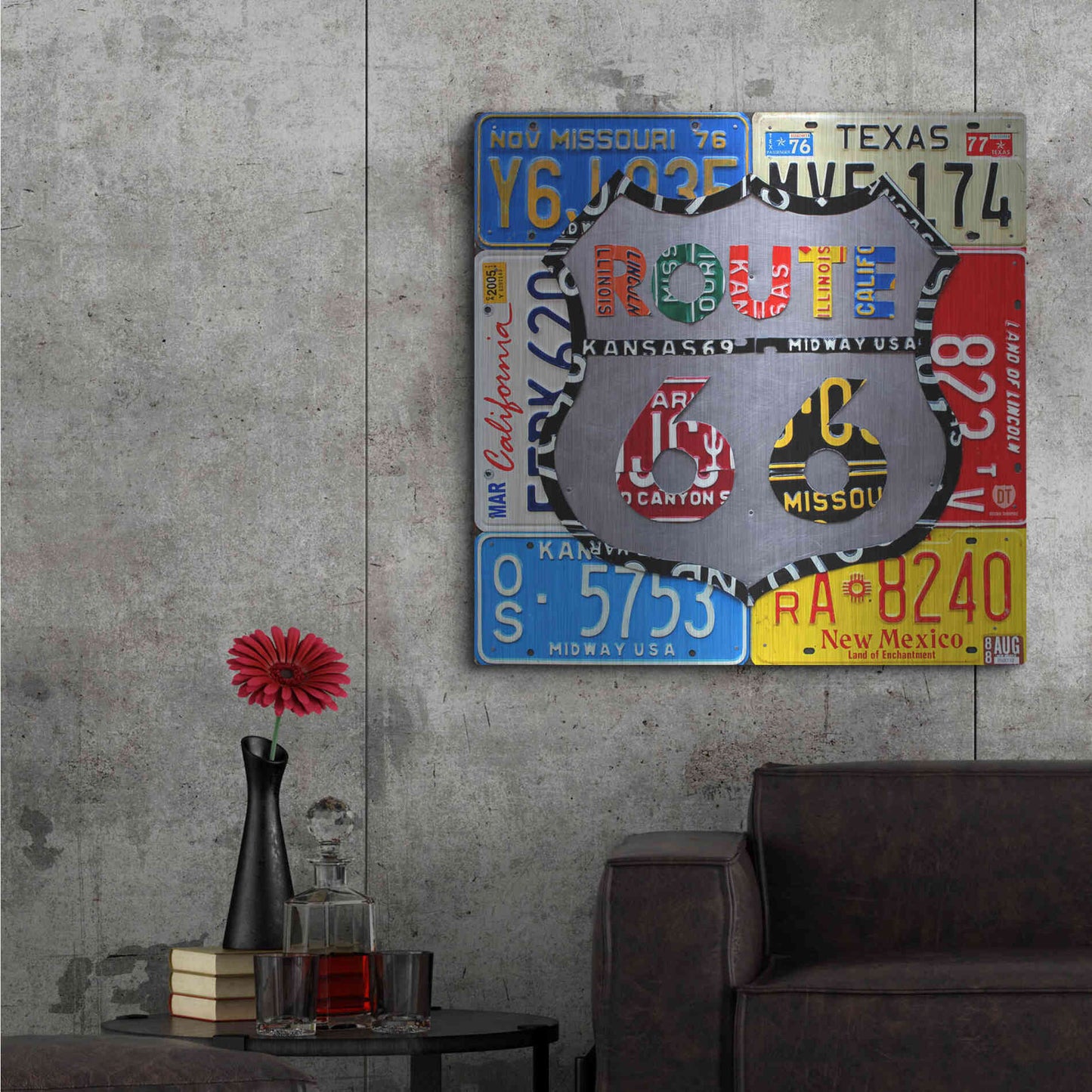Luxe Metal Art 'Route 66 Road Sign' by Design Turnpike, Metal Wall Art,36x36