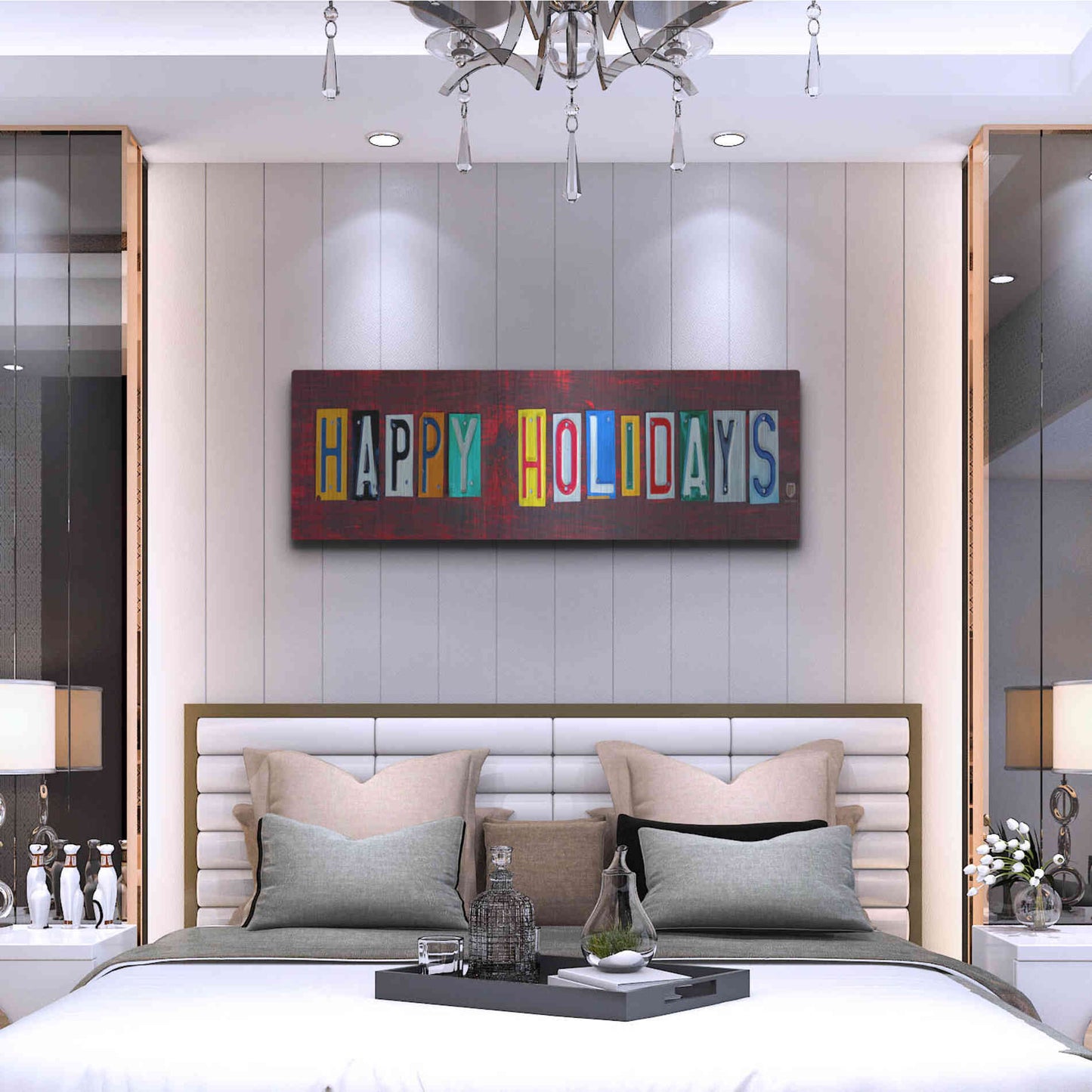 Luxe Metal Art 'Happy Holidays' by Design Turnpike, Metal Wall Art,48x16