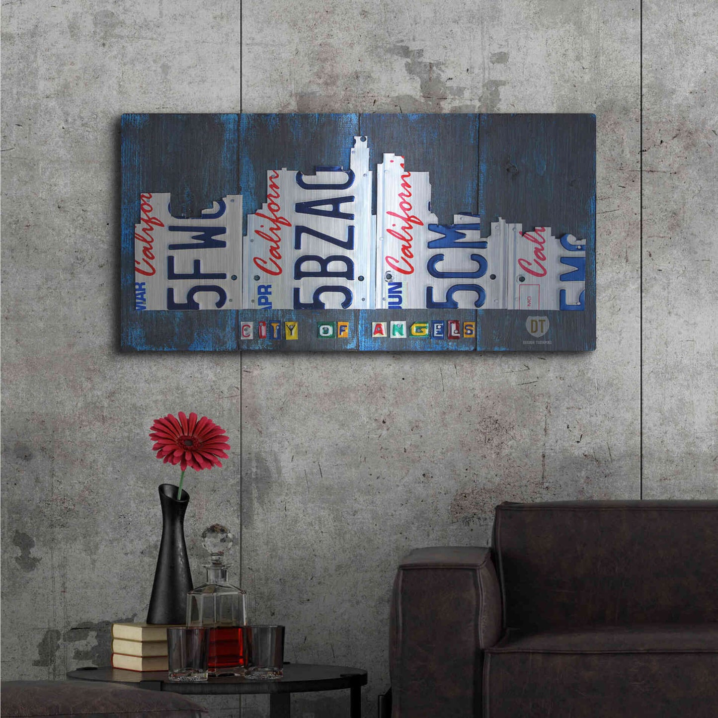 Luxe Metal Art 'Los Angeles Skyline License Plate Art' by Design Turnpike, Metal Wall Art,48x24