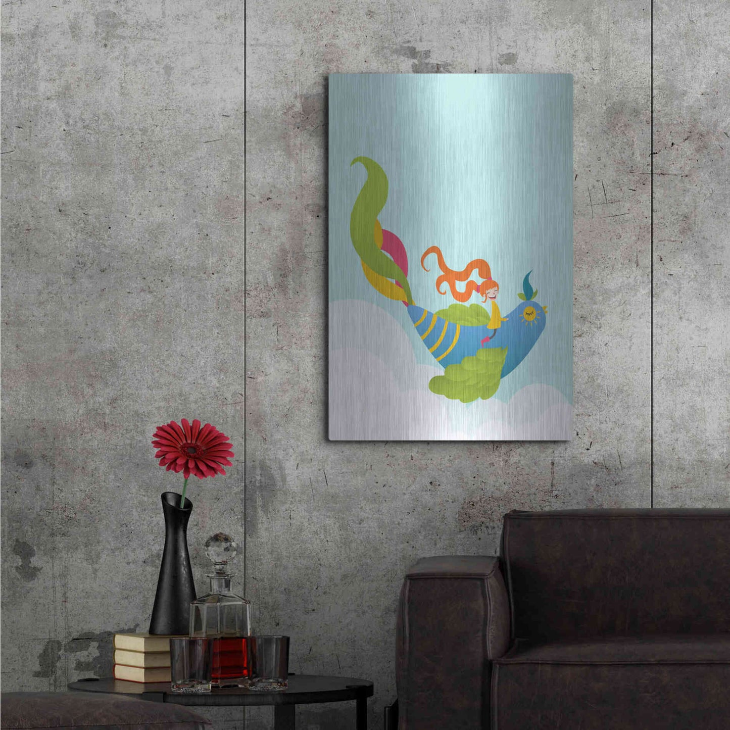 Luxe Metal Art 'Bird and Girl' by Volkan Dalyan, Metal Wall Art,24x36