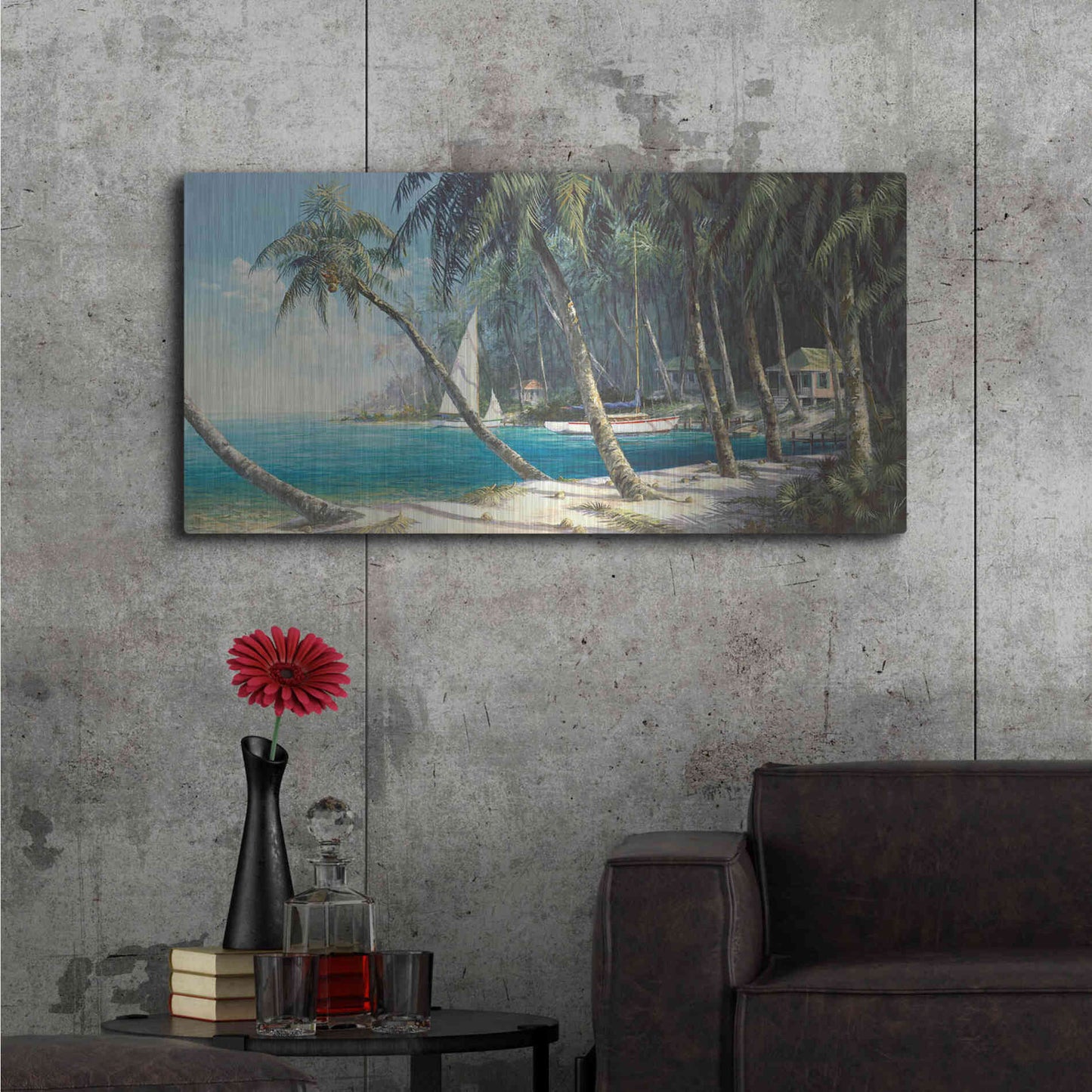 Luxe Metal Art 'Bali Cove' by Art Fronckowiak, Metal Wall Art,48x24