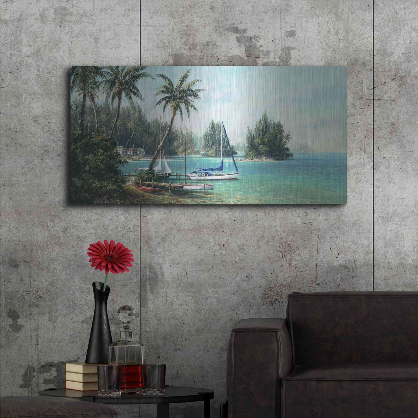 Luxe Metal Art 'Island Cove' by Art Fronckowiak, Metal Wall Art,48x24
