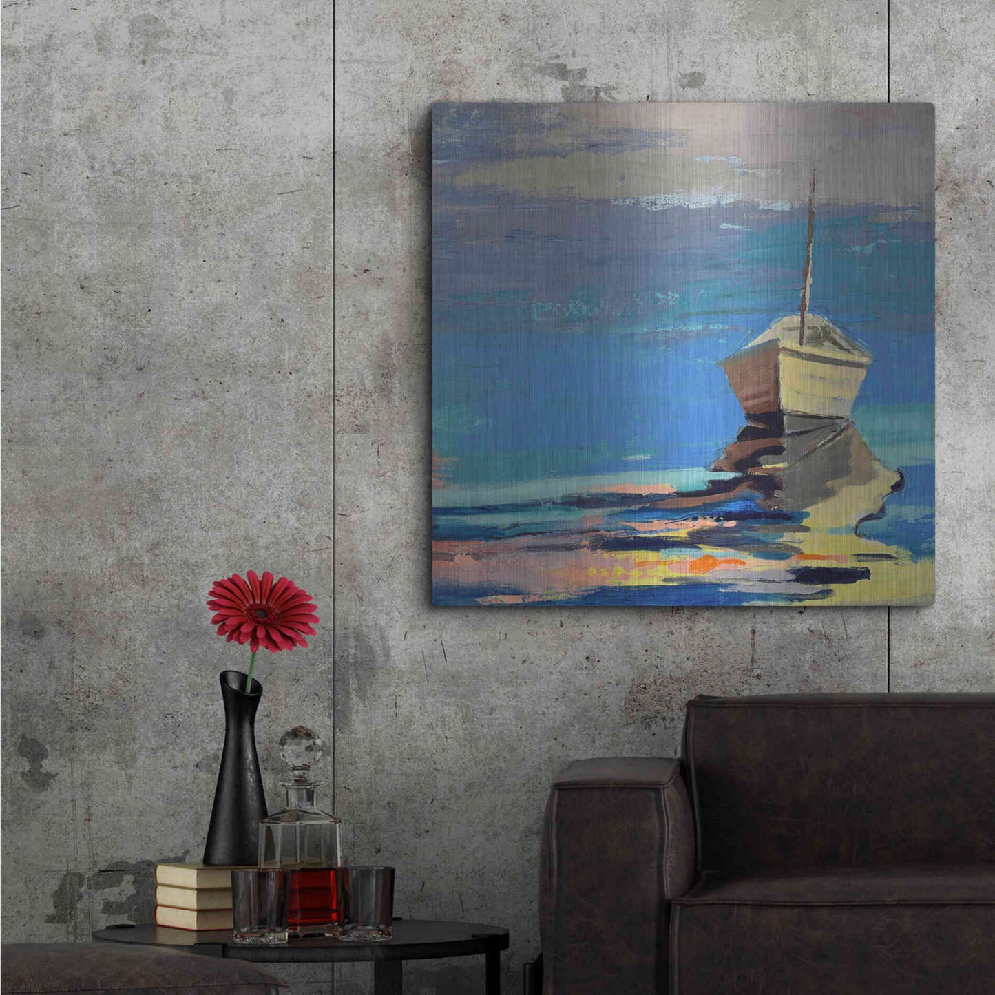 Luxe Metal Art 'Blue Bay' by Beth Forst, Metal Wall Art,36x36