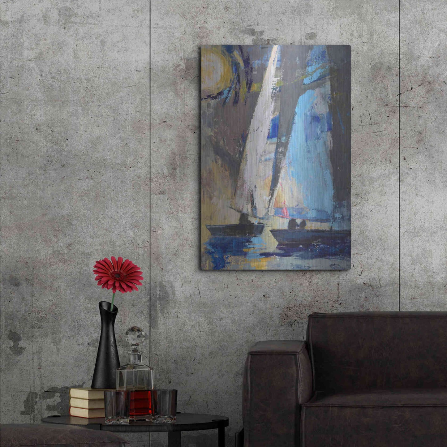 Luxe Metal Art 'Blue Breeze Dynamics' by Beth Forst, Metal Wall Art,24x36