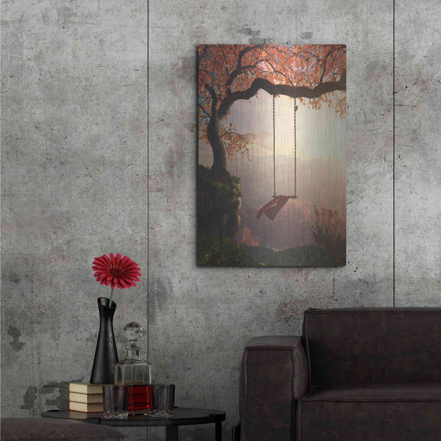 Luxe Metal Art 'Tree Swing' by Cynthia Decker, Metal Wall Art,24x36