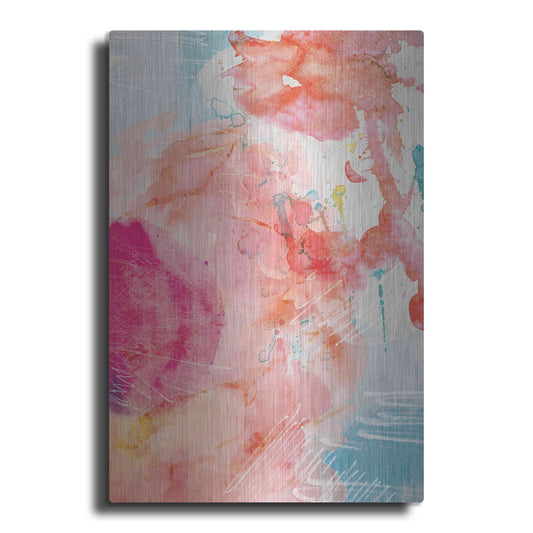 Luxe Metal Art 'Abstract Turquoise Pink No. 1' by Louis Duncan-He, Metal Wall Art