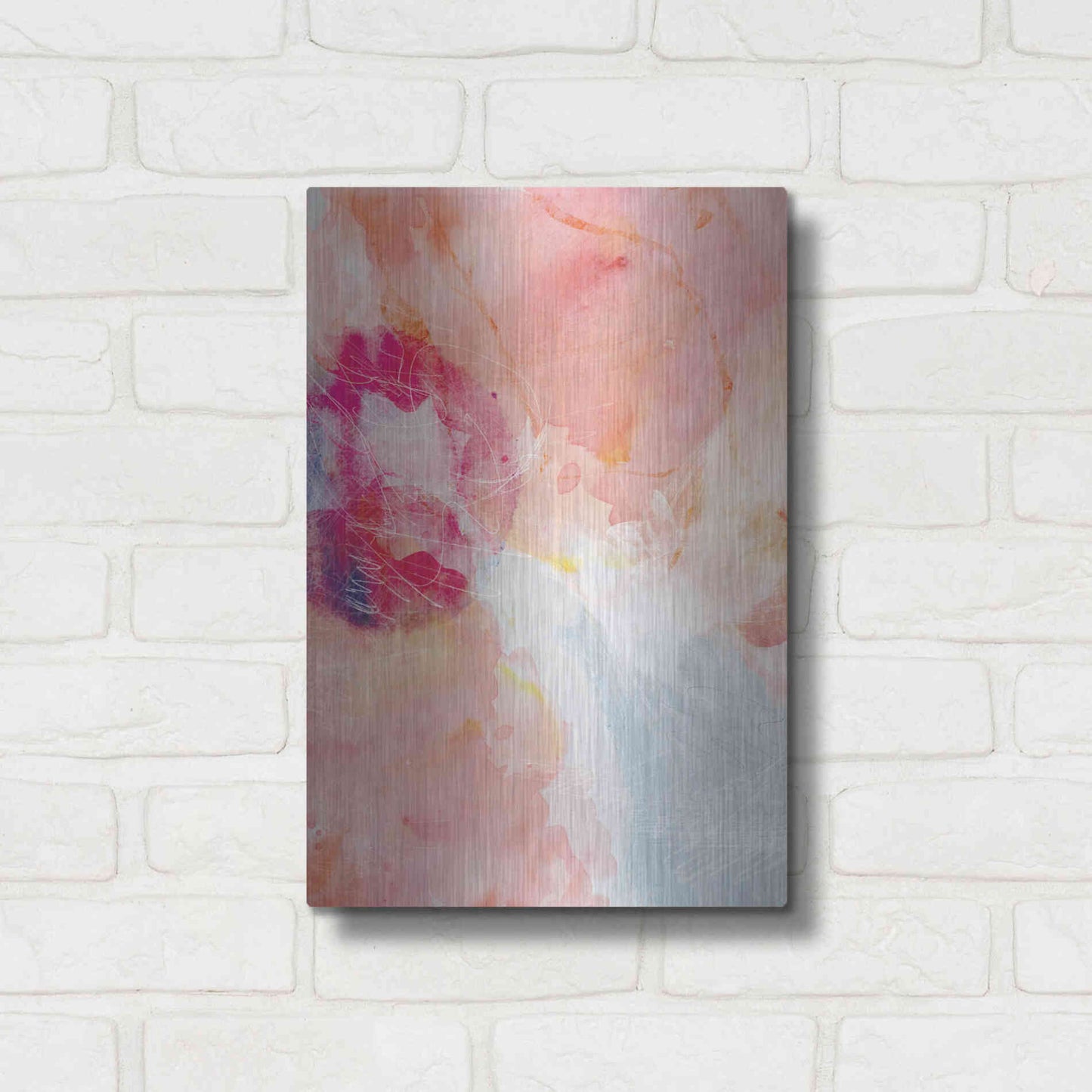 Luxe Metal Art 'Abstract Turquoise Pink No. 2' by Louis Duncan-He, Metal Wall Art,12x16