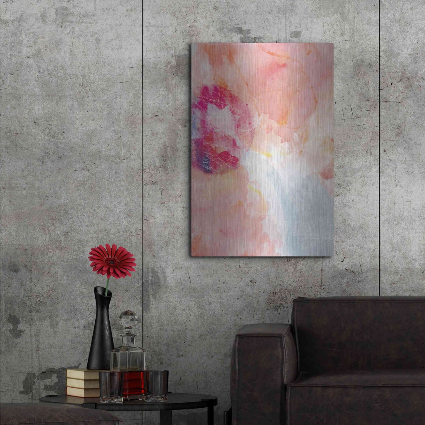 Luxe Metal Art 'Abstract Turquoise Pink No. 2' by Louis Duncan-He, Metal Wall Art,24x36