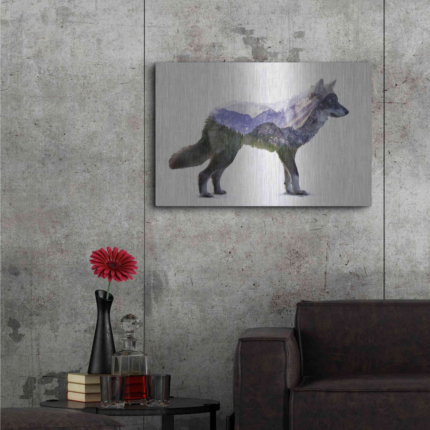 Luxe Metal Art 'Rocky Mountain Grey Wolf' by Davies Babies, Metal Wall Art,36x24