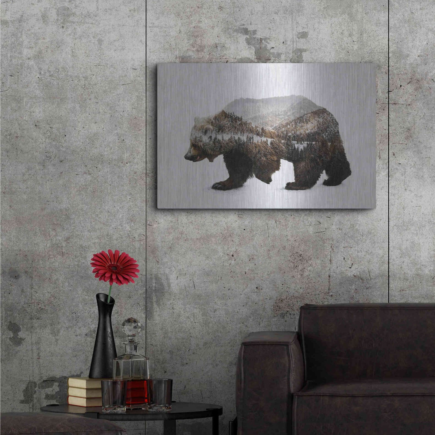 Luxe Metal Art 'The Kodiak Brown Bear' by Davies Babies, Metal Wall Art,36x24