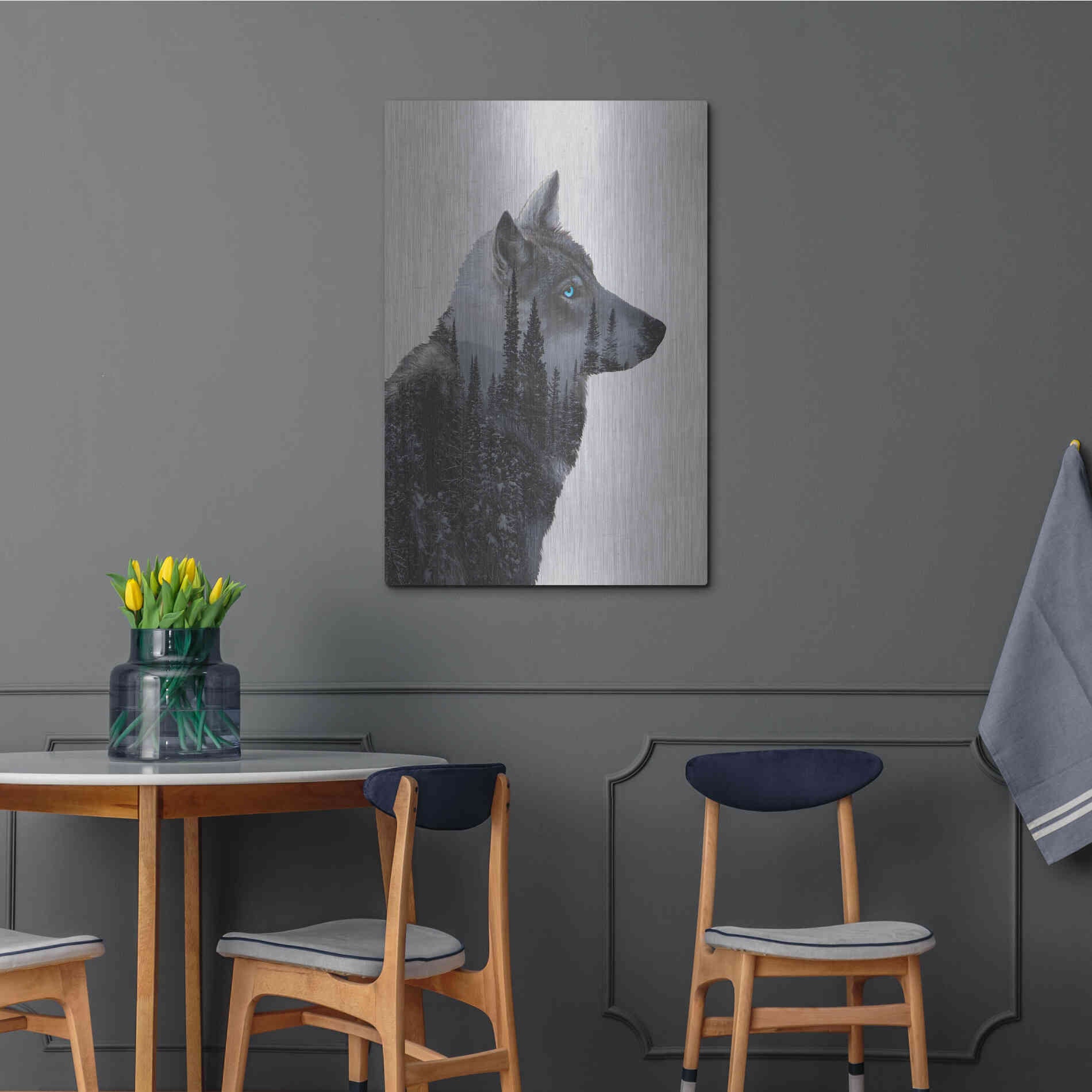 Luxe Metal Art 'Winter Wolf' by Davies Babies, Metal Wall Art,24x36