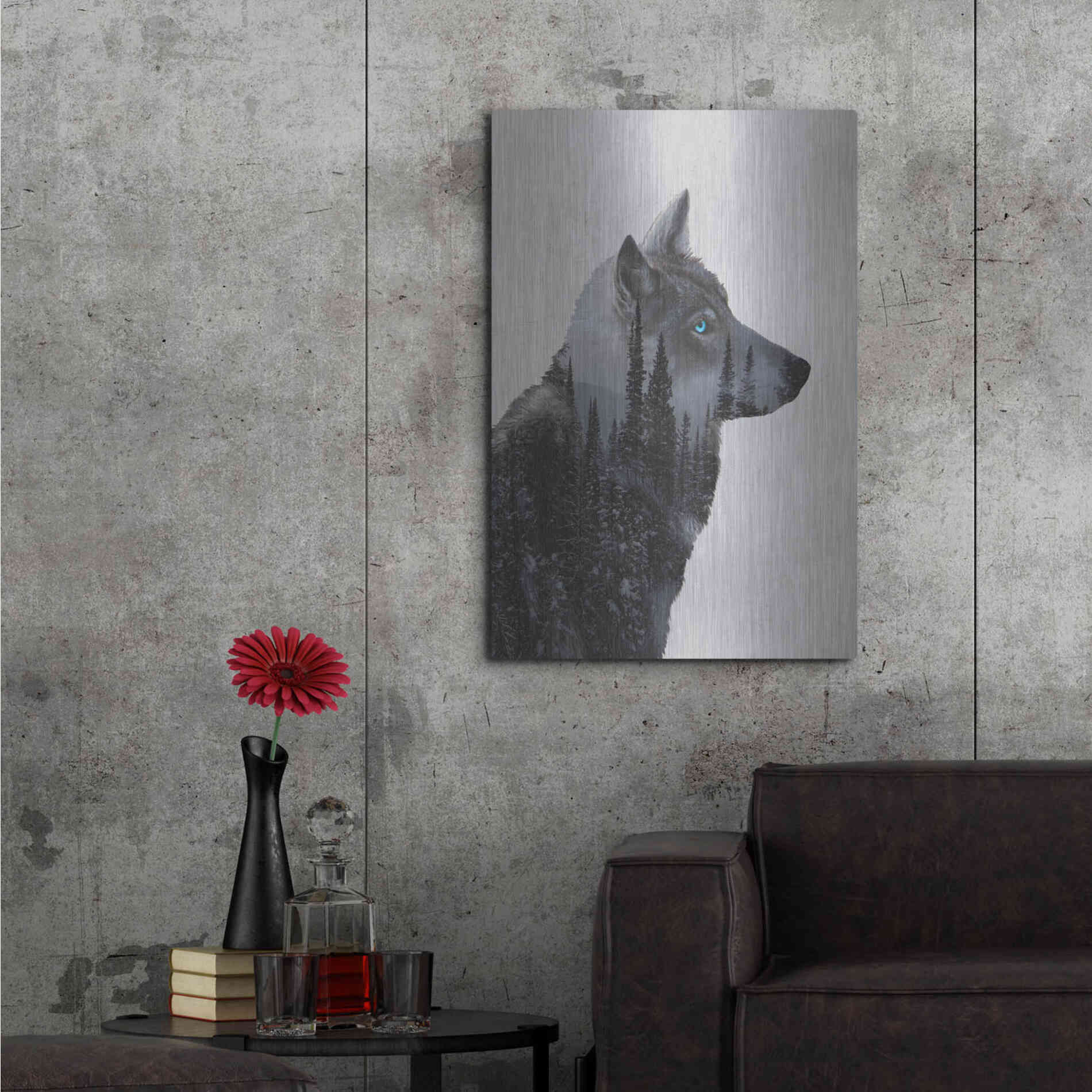 Luxe Metal Art 'Winter Wolf' by Davies Babies, Metal Wall Art,24x36