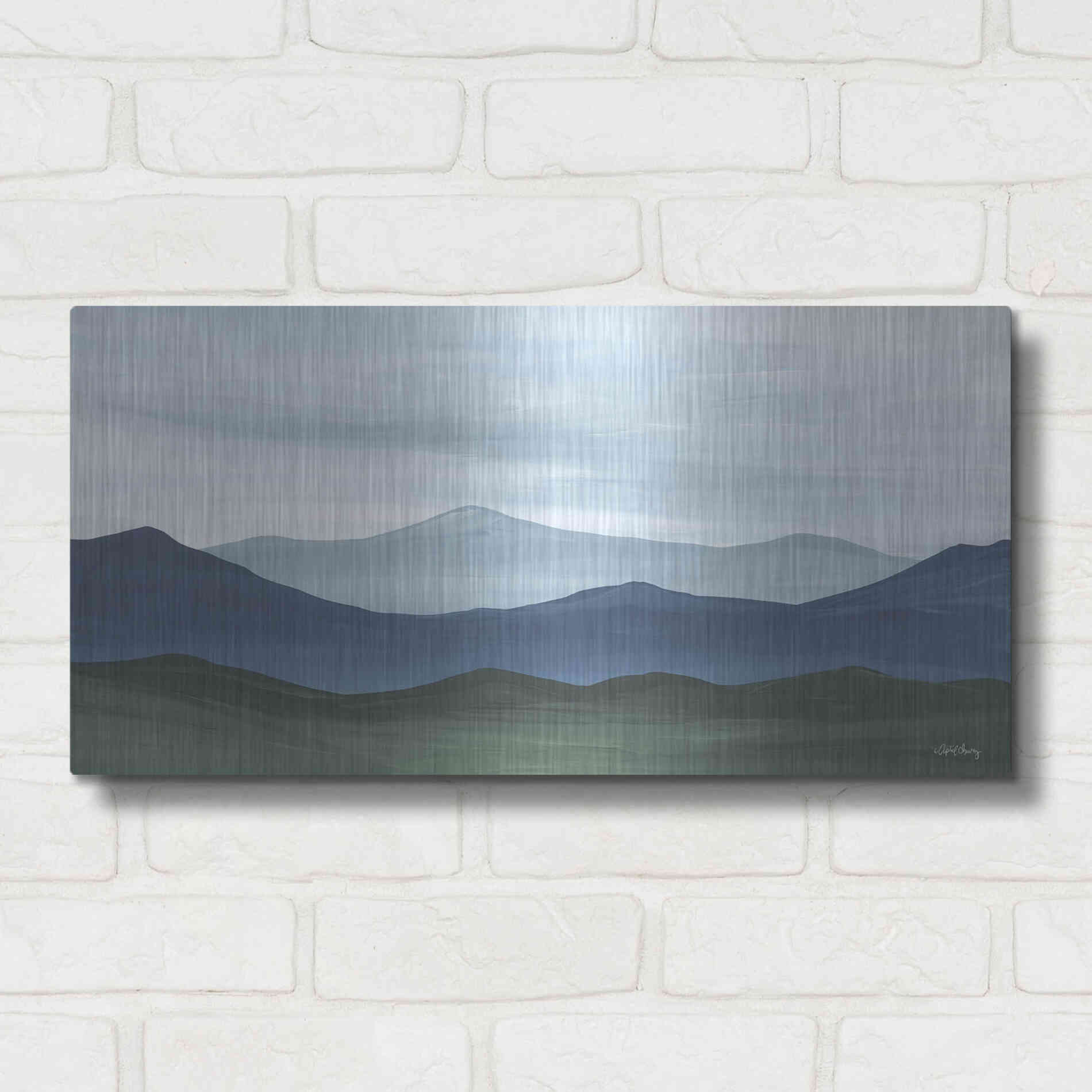 Luxe Metal Art 'Storm Over the Mountains' by April Chavez, Metal Wall Art,24x12
