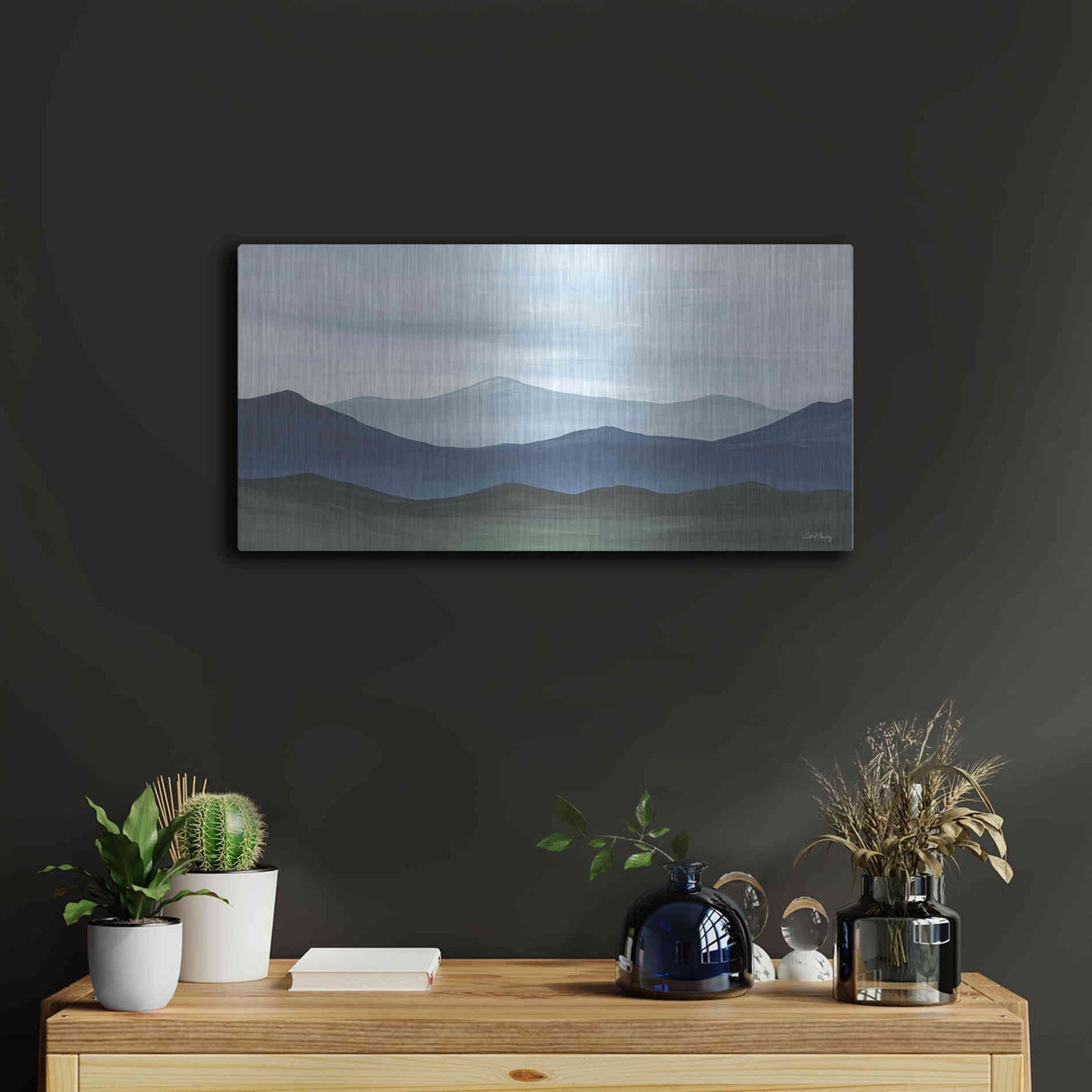 Luxe Metal Art 'Storm Over the Mountains' by April Chavez, Metal Wall Art,24x12