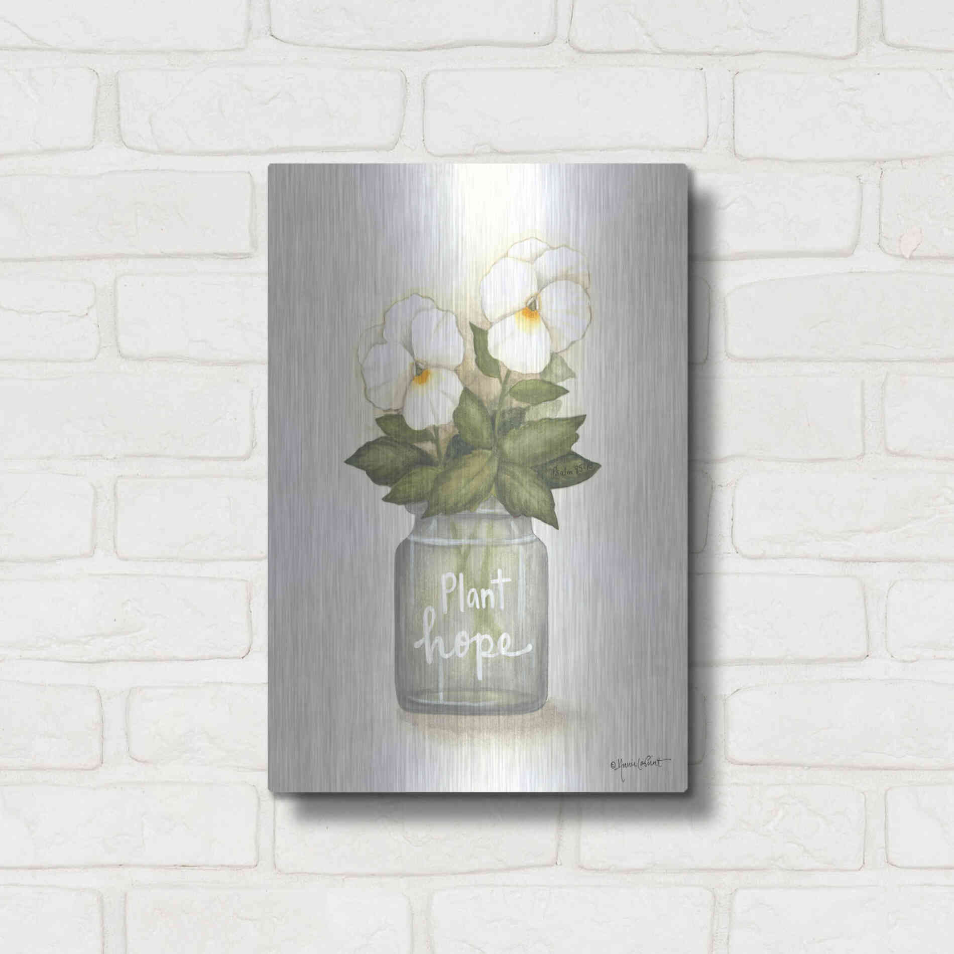 Luxe Metal Art 'Plant Hope Pansies' by Annie LaPoint, Metal Wall Art,12x16