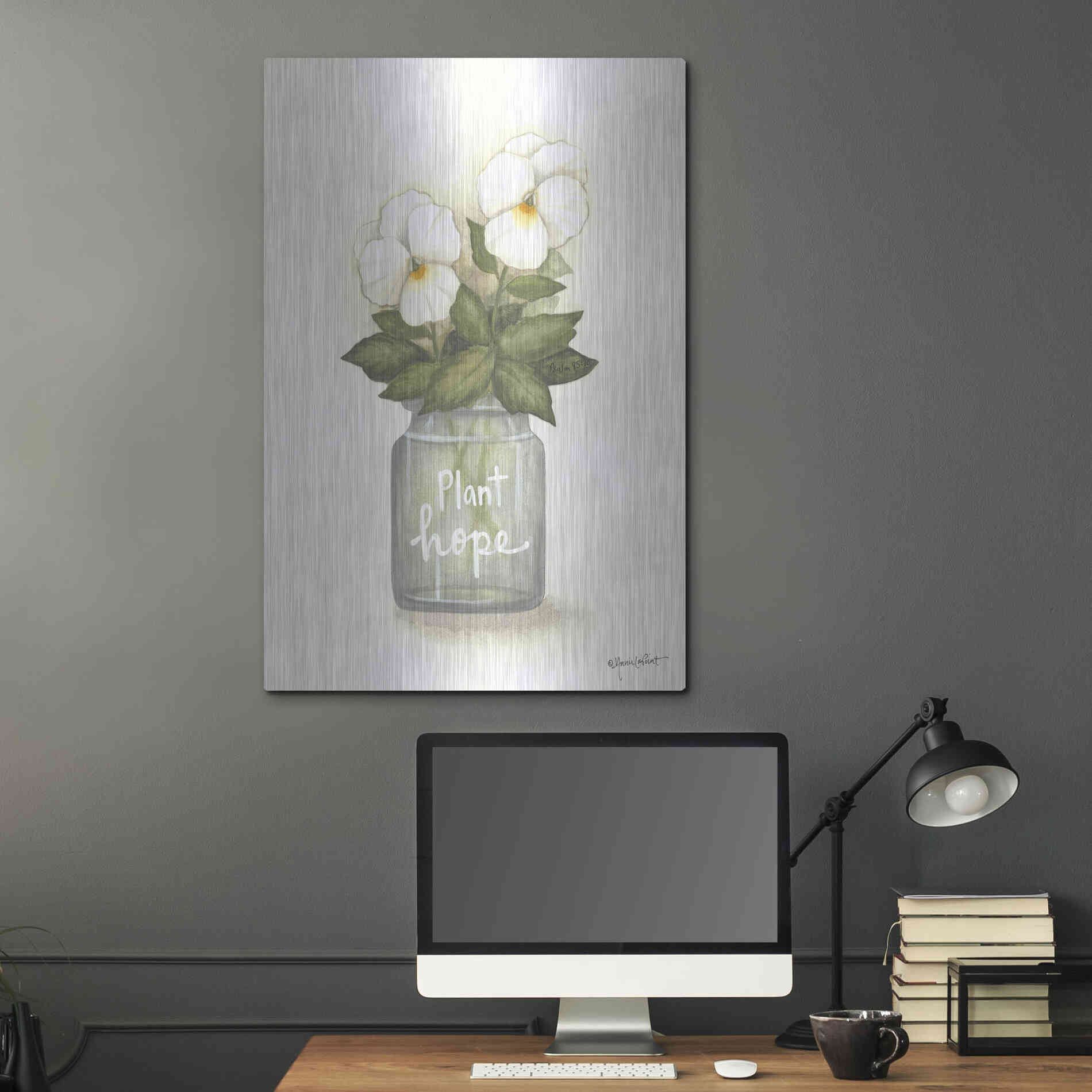 Luxe Metal Art 'Plant Hope Pansies' by Annie LaPoint, Metal Wall Art,24x36