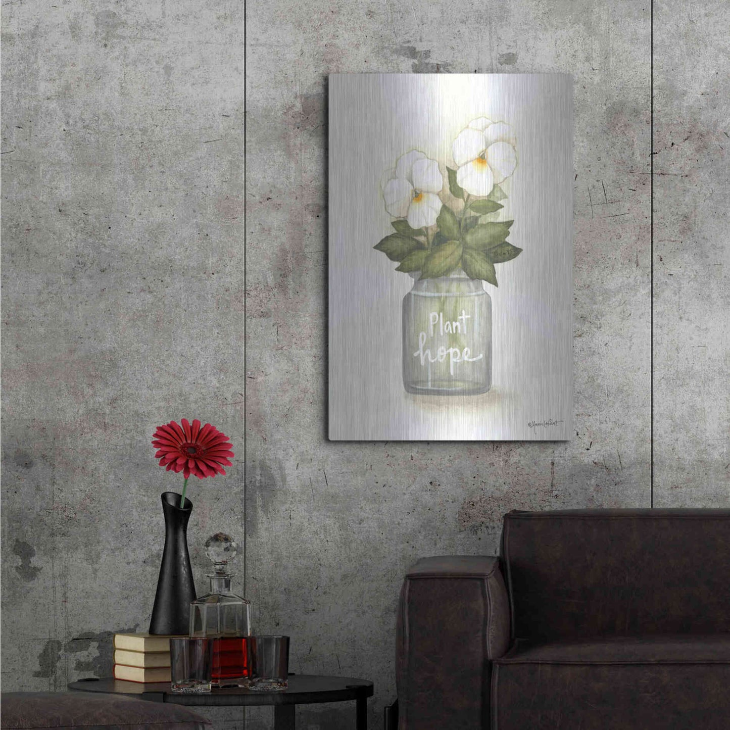 Luxe Metal Art 'Plant Hope Pansies' by Annie LaPoint, Metal Wall Art,24x36