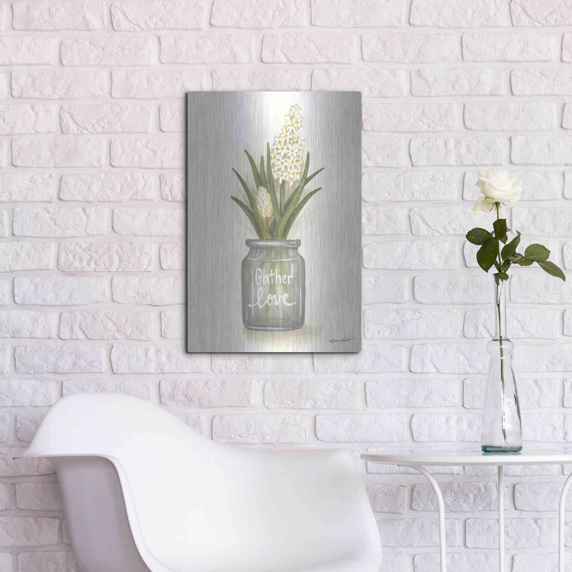 Luxe Metal Art 'Gather Love Hyacinth' by Annie LaPoint, Metal Wall Art,16x24