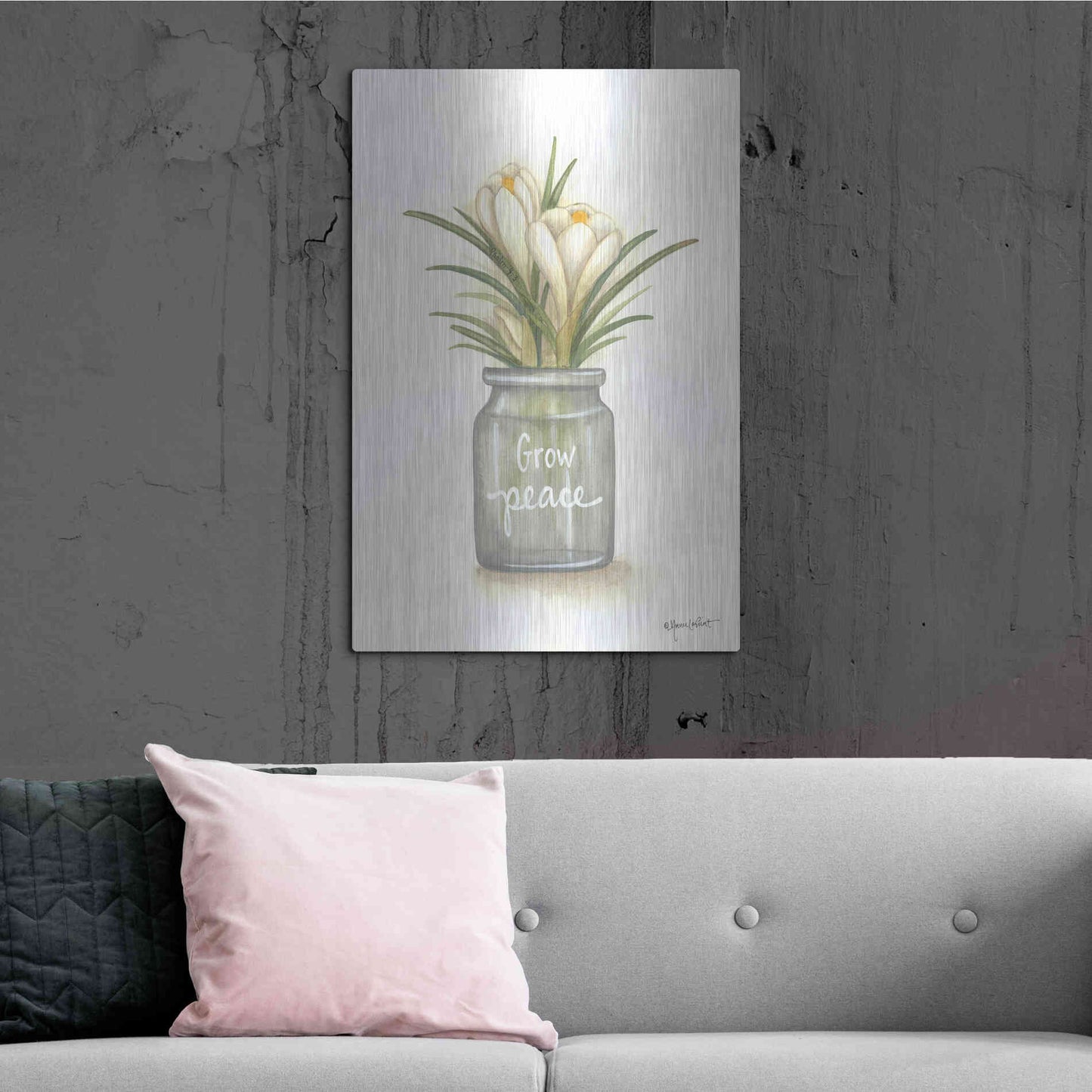 Luxe Metal Art 'Grow Peace Crocus' by Annie LaPoint, Metal Wall Art,24x36