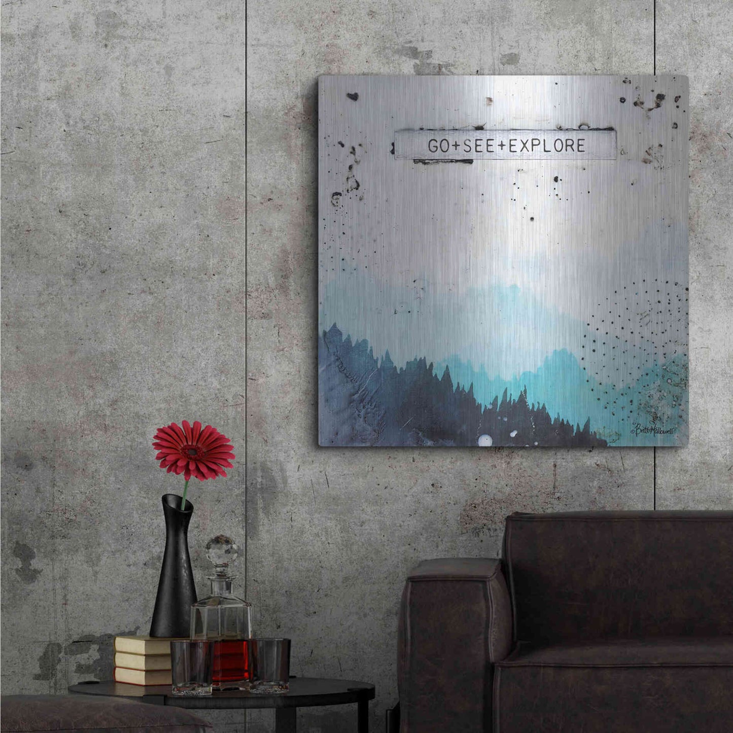 Luxe Metal Art 'Go + See + Explore' by Britt Hallowell, Metal Wall Art,36x36