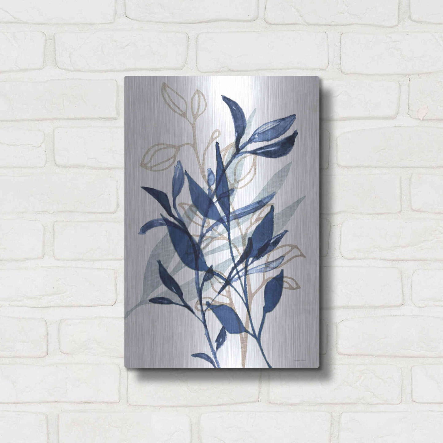 Luxe Metal Art 'Botanical Blues I' by Bluebird Barn, Metal Wall Art,12x16