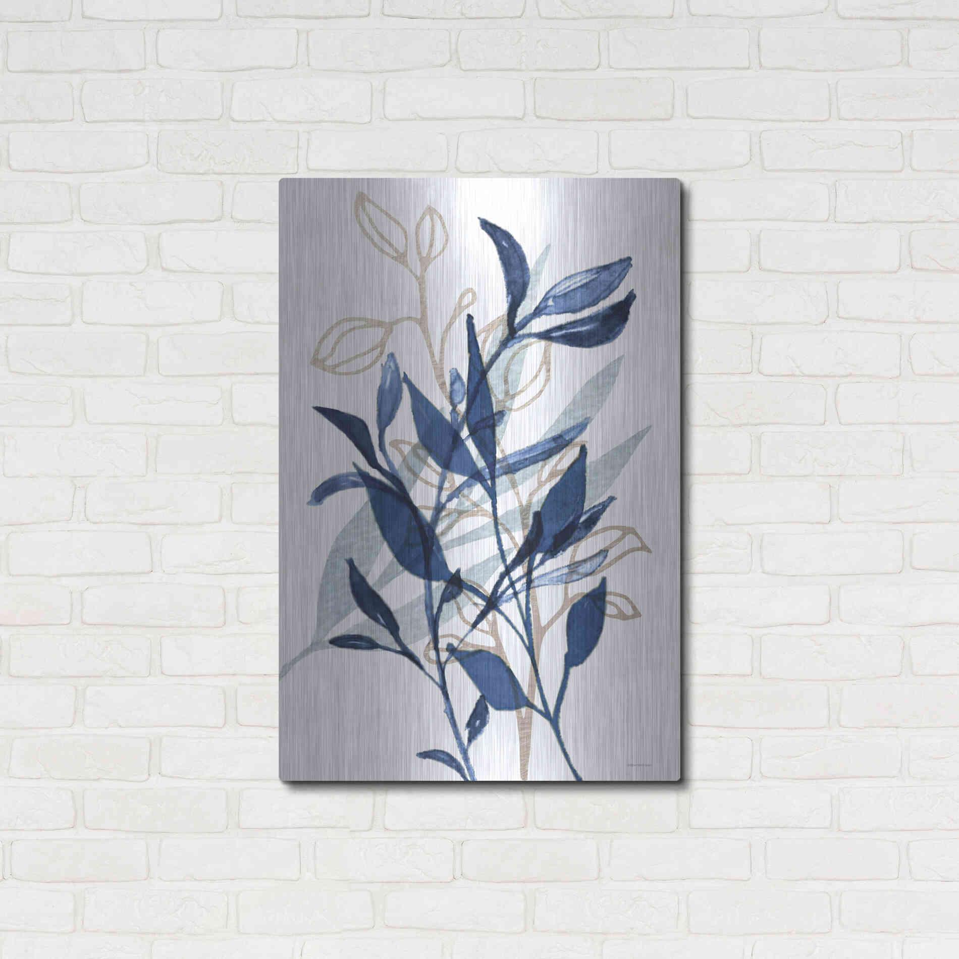 Luxe Metal Art 'Botanical Blues I' by Bluebird Barn, Metal Wall Art,24x36